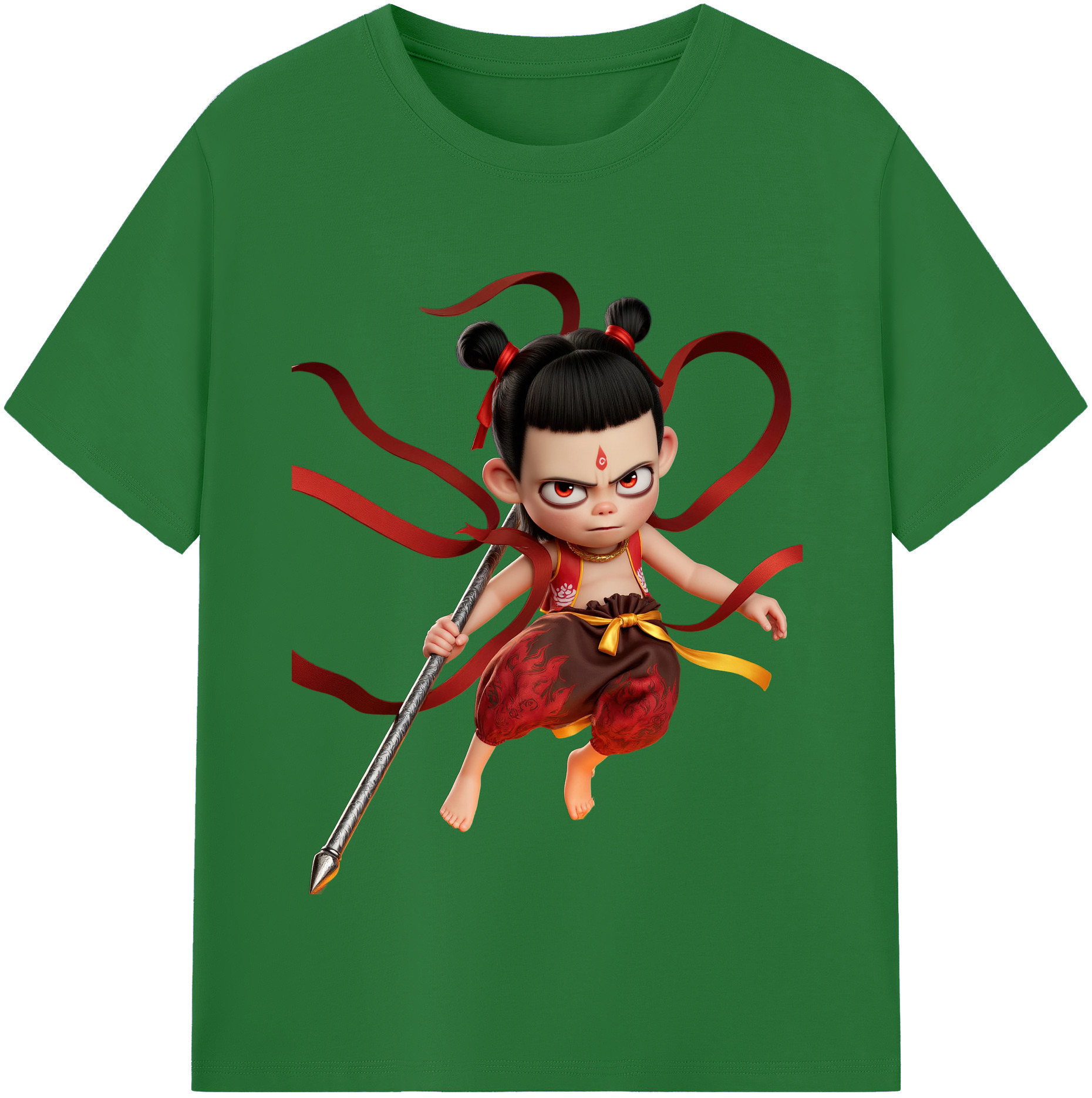 （画像用） Ne Zha 2 ナタ 魔童の大暴れ 綿100％半袖Tシャツ（フロントプリント）