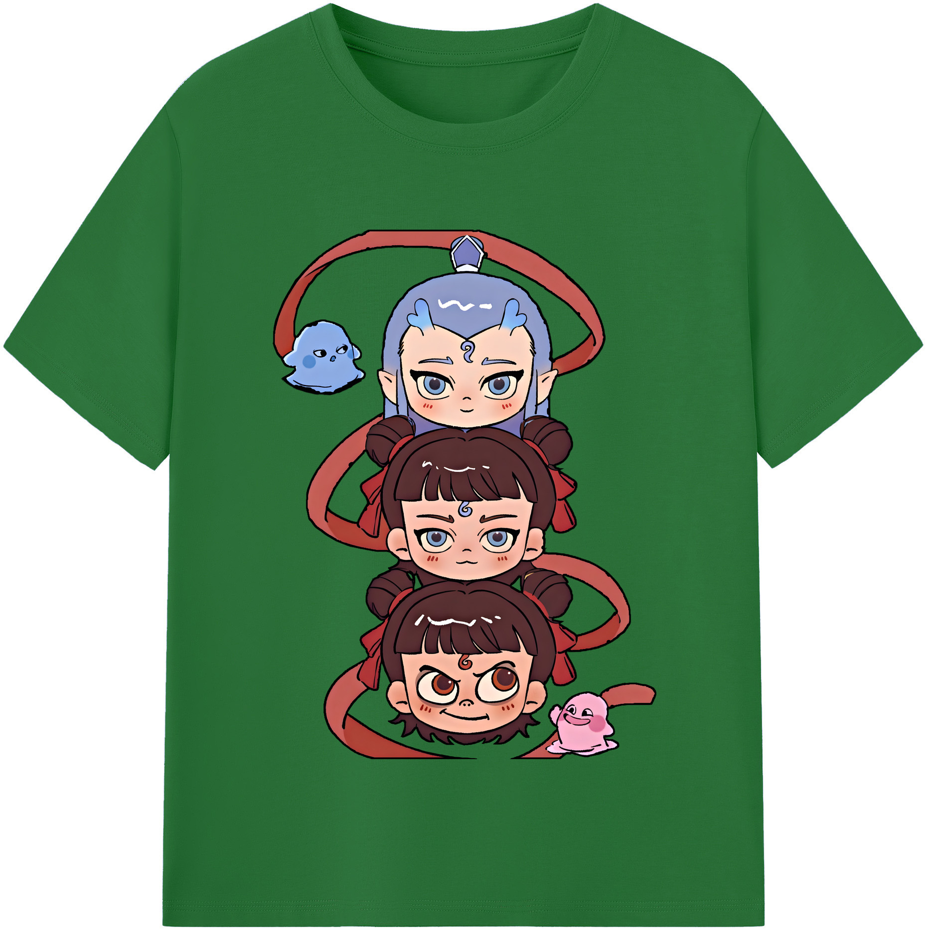 （画像用） Ne Zha 2 ナタ 魔童の大暴れ 綿100％半袖Tシャツ（フロントプリント）