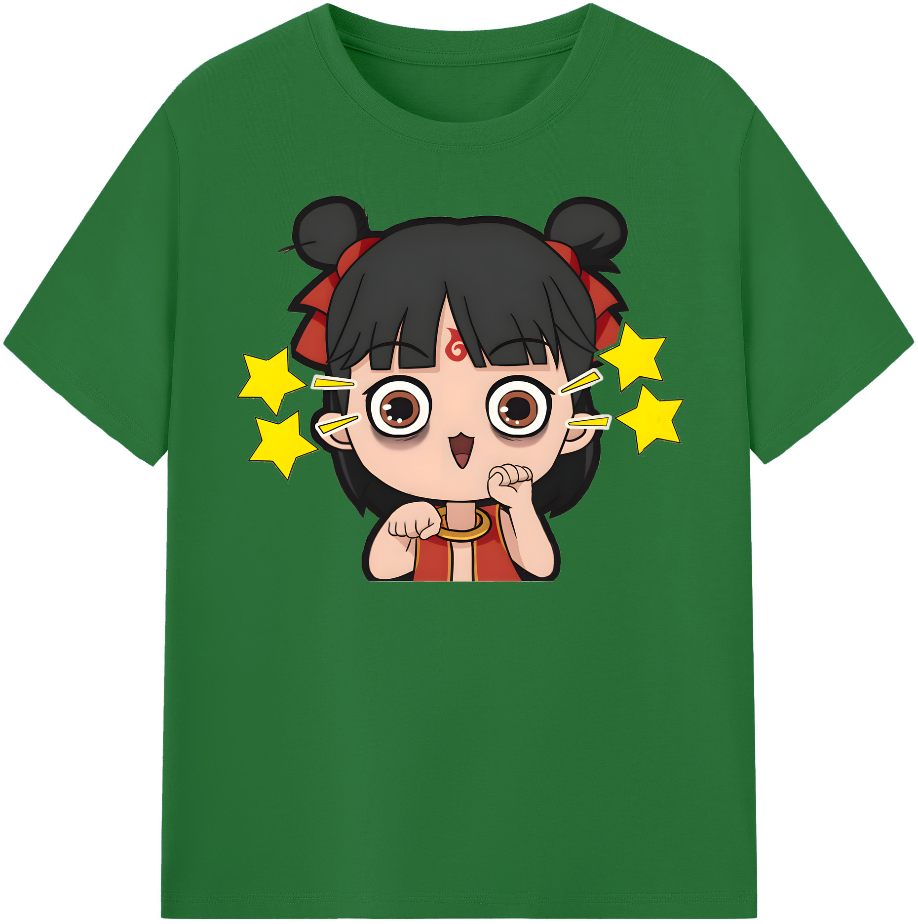 （画像用） Ne Zha 2 ナタ 魔童の大暴れ 綿100％半袖Tシャツ（フロントプリント）