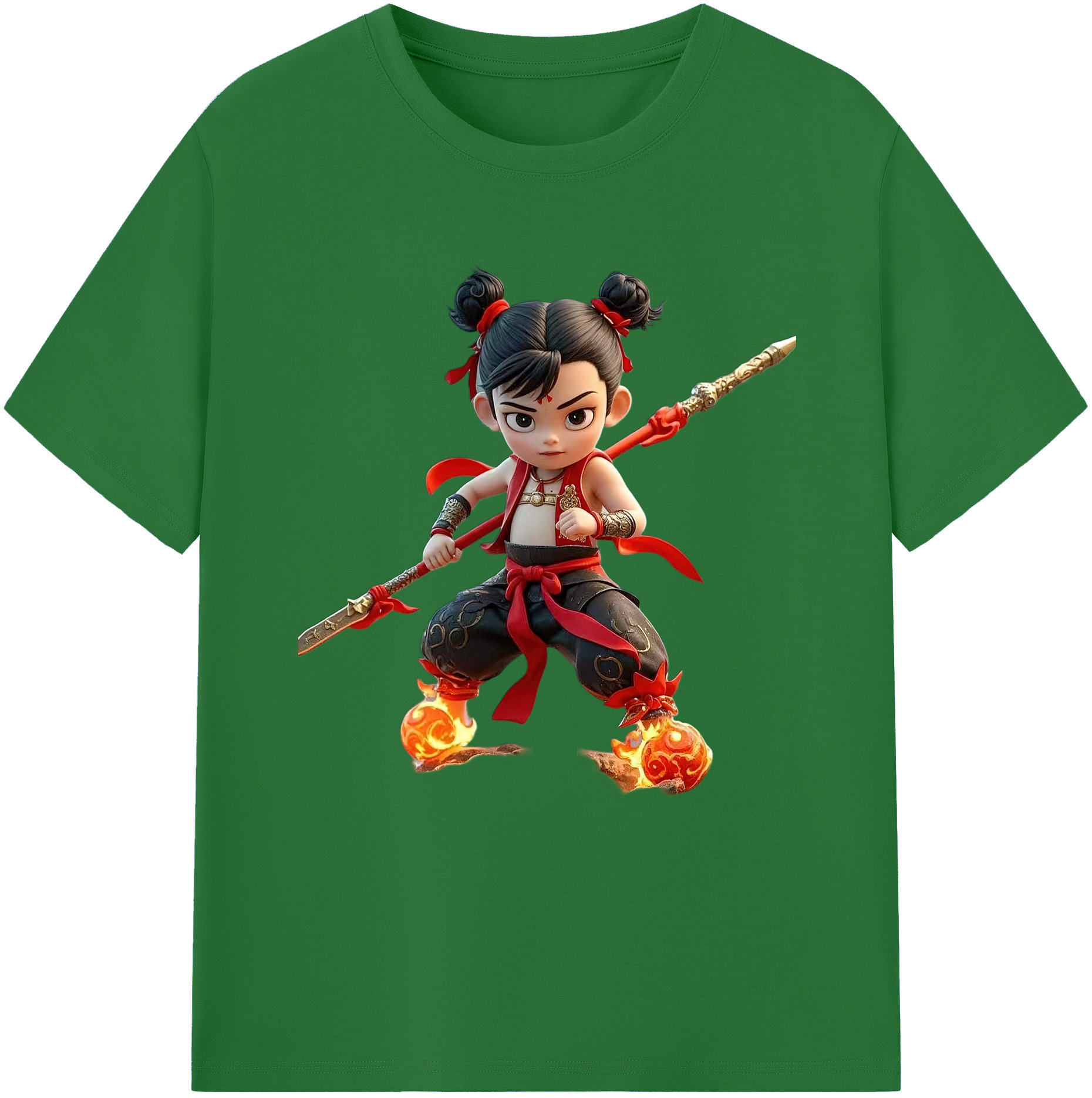 （画像用） Ne Zha 2 ナタ 魔童の大暴れ 綿100％半袖Tシャツ（フロントプリント）