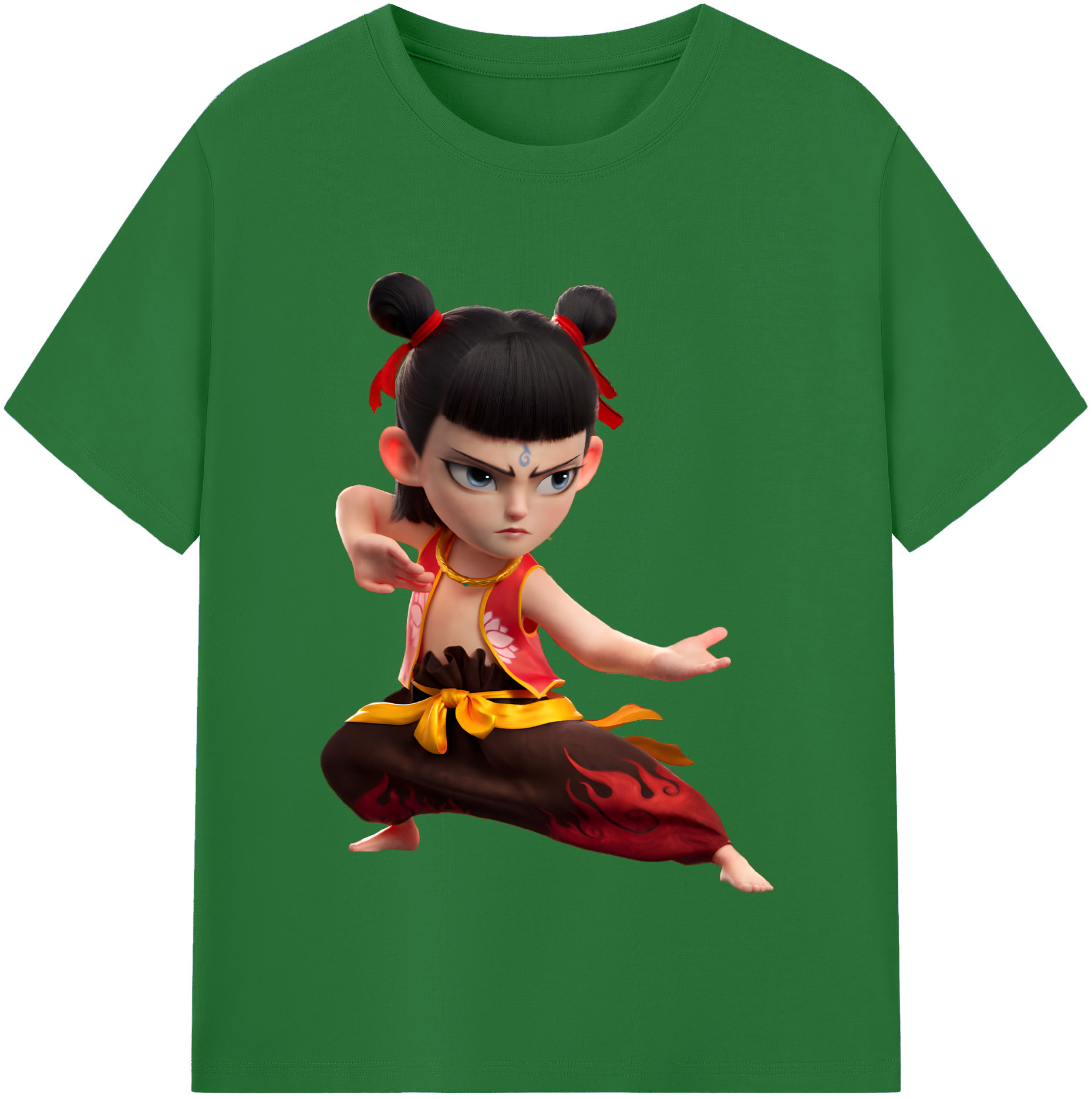 （画像用） Ne Zha 2 ナタ 魔童の大暴れ 綿100％半袖Tシャツ（フロントプリント）