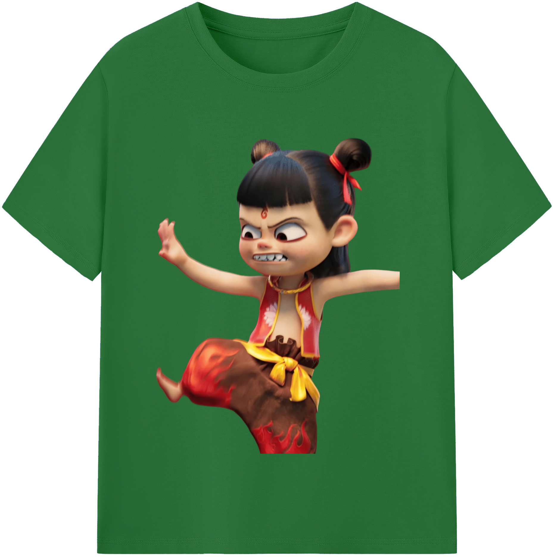 （画像用） Ne Zha 2 ナタ 魔童の大暴れ 綿100％半袖Tシャツ（フロントプリント）