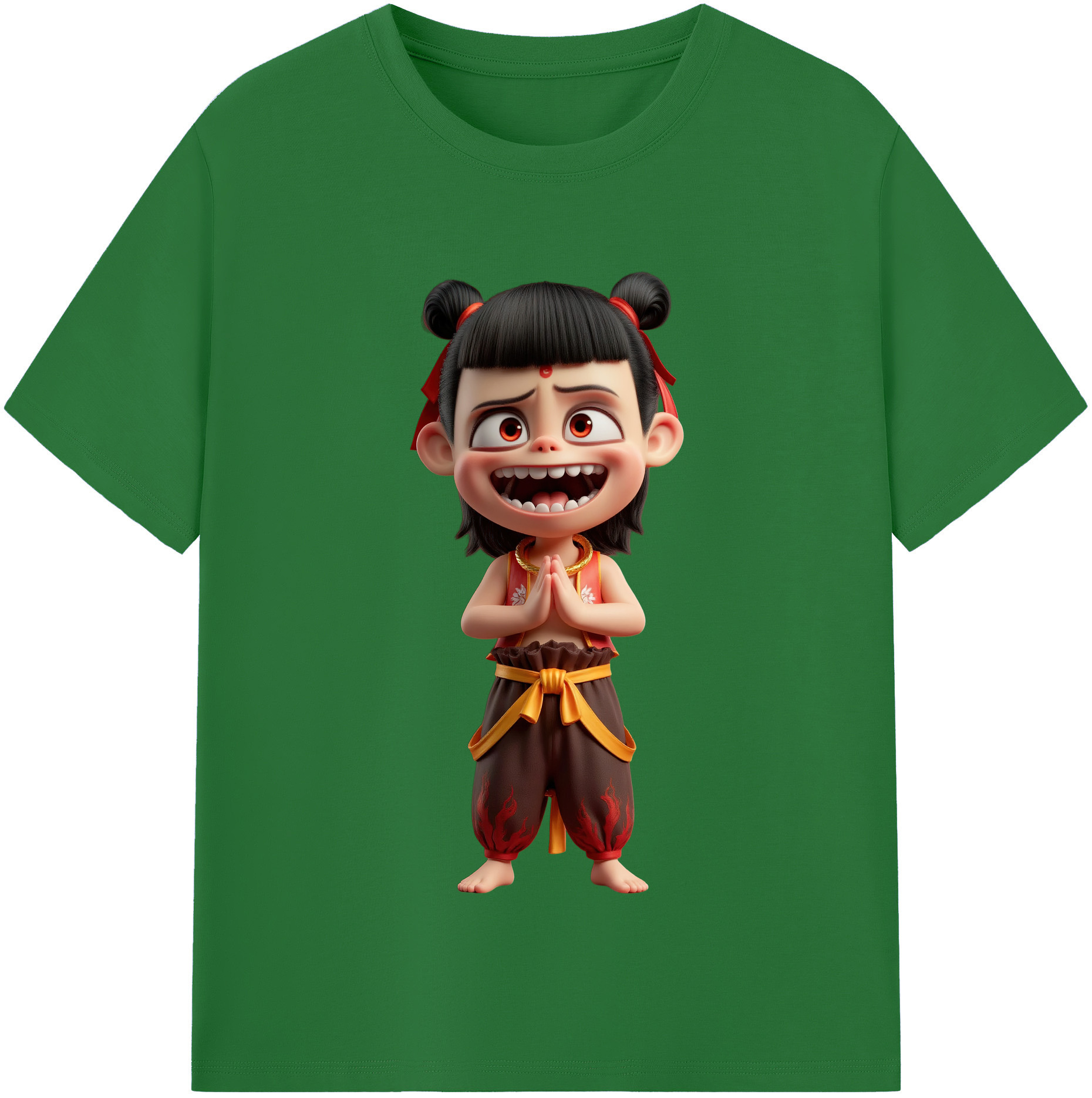 （画像用） Ne Zha 2 ナタ 魔童の大暴れ 綿100％半袖Tシャツ（フロントプリント）