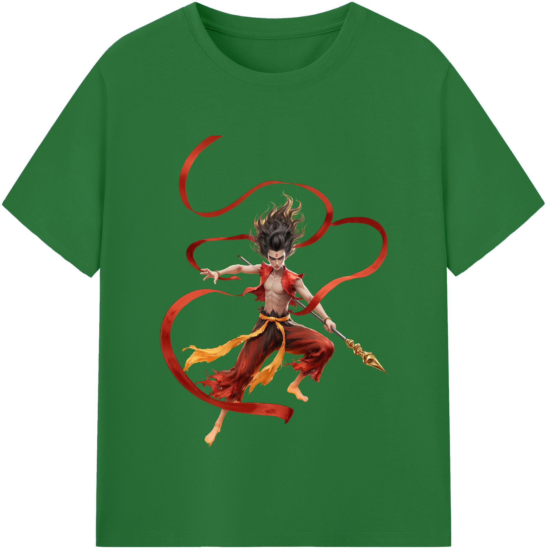 （画像用） Ne Zha 2 ナタ 魔童の大暴れ 綿100％半袖Tシャツ（フロントプリント）
