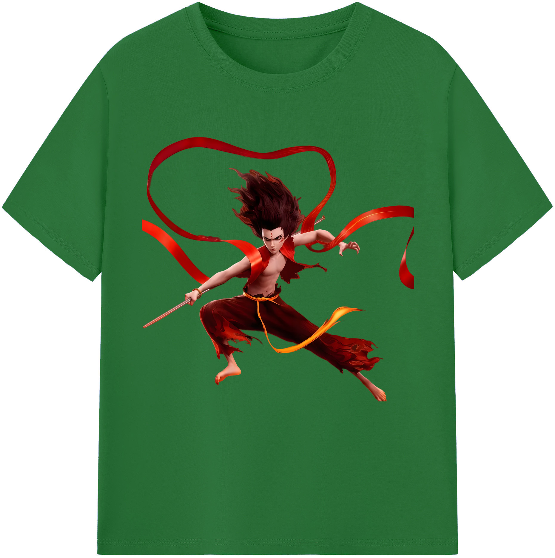 （画像用） Ne Zha 2 ナタ 魔童の大暴れ 綿100％半袖Tシャツ（フロントプリント）