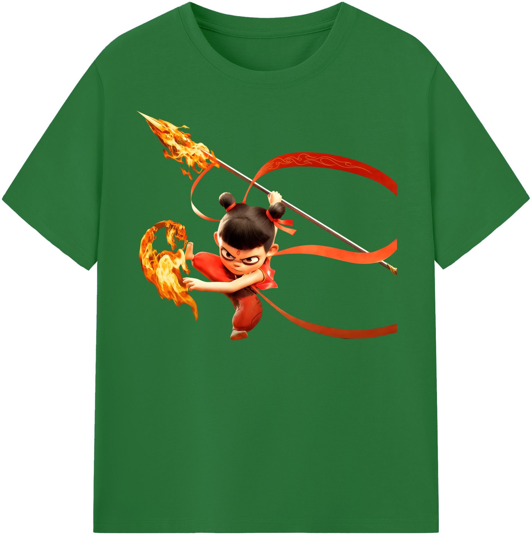 （画像用） Ne Zha 2 ナタ 魔童の大暴れ 綿100％半袖Tシャツ（フロントプリント）
