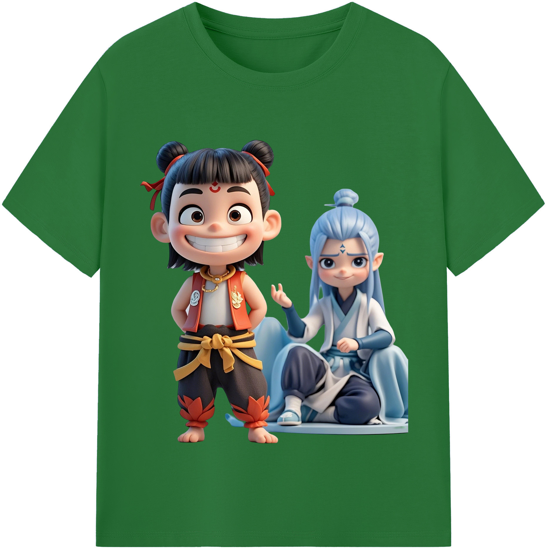 （画像用） Ne Zha 2 ナタ 魔童の大暴れ 綿100％半袖Tシャツ（フロントプリント）