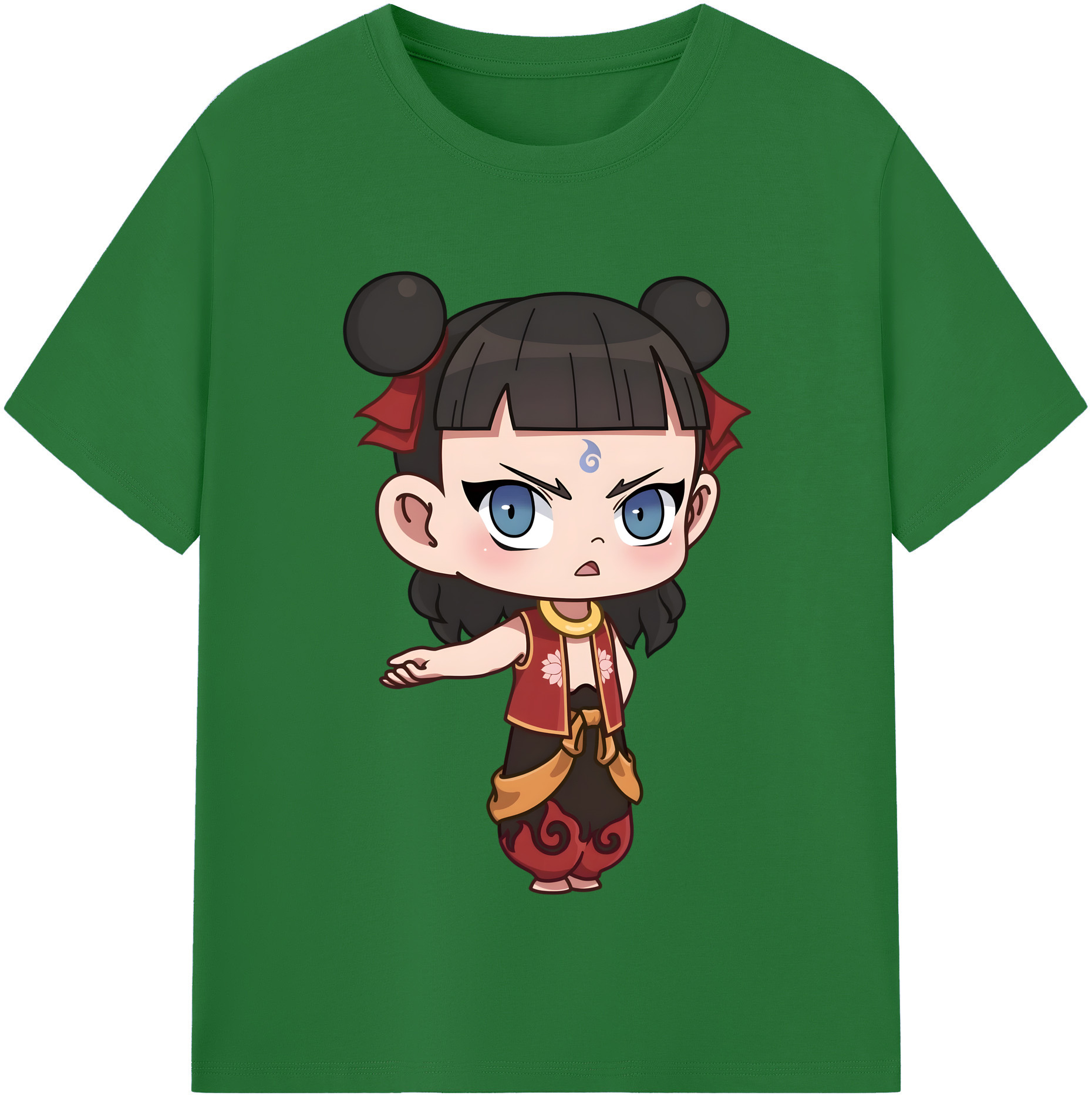 （画像用） Ne Zha 2 ナタ 魔童の大暴れ 綿100％半袖Tシャツ（フロントプリント）