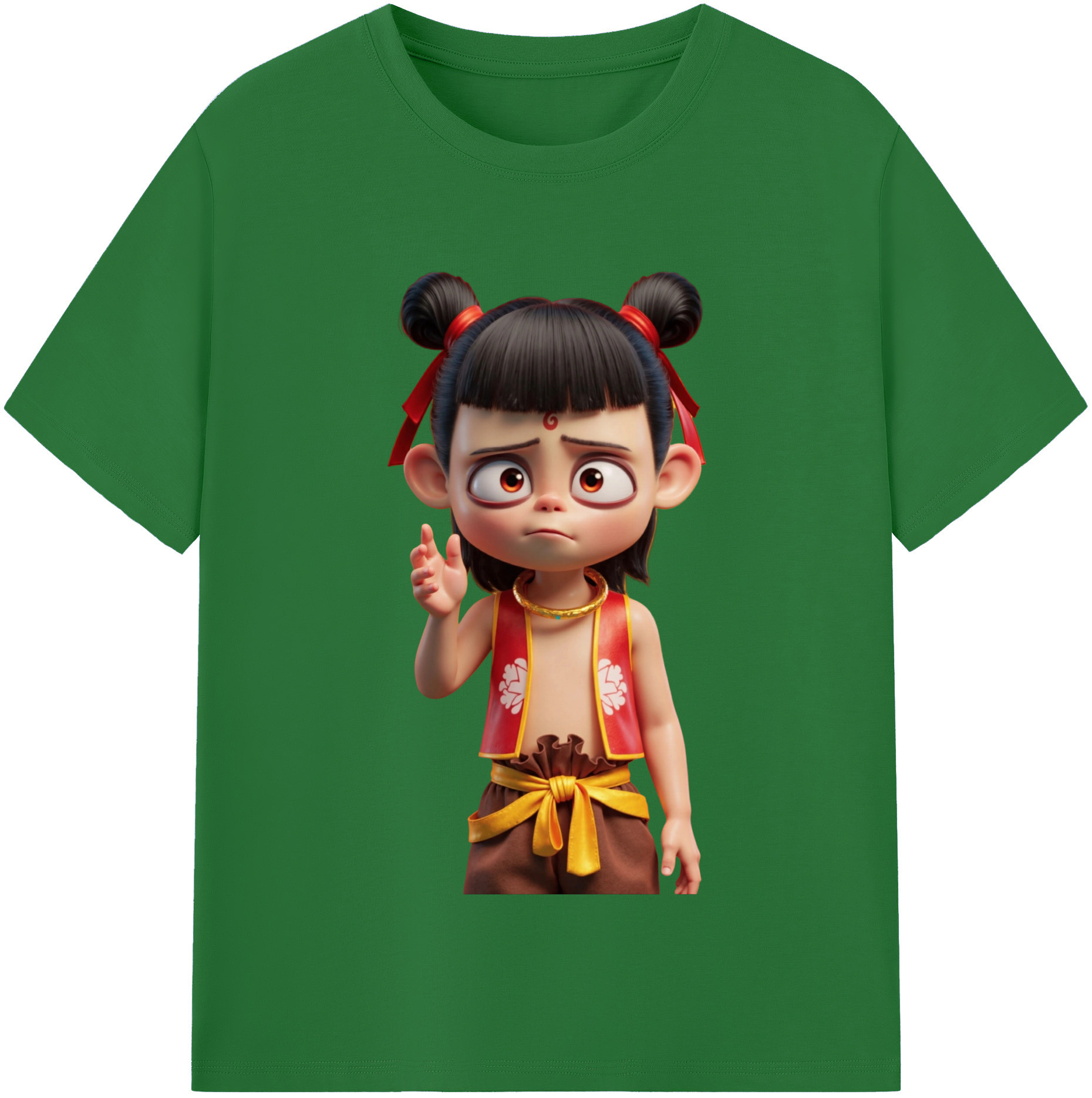 （画像用） Ne Zha 2 ナタ 魔童の大暴れ 綿100％半袖Tシャツ（フロントプリント）
