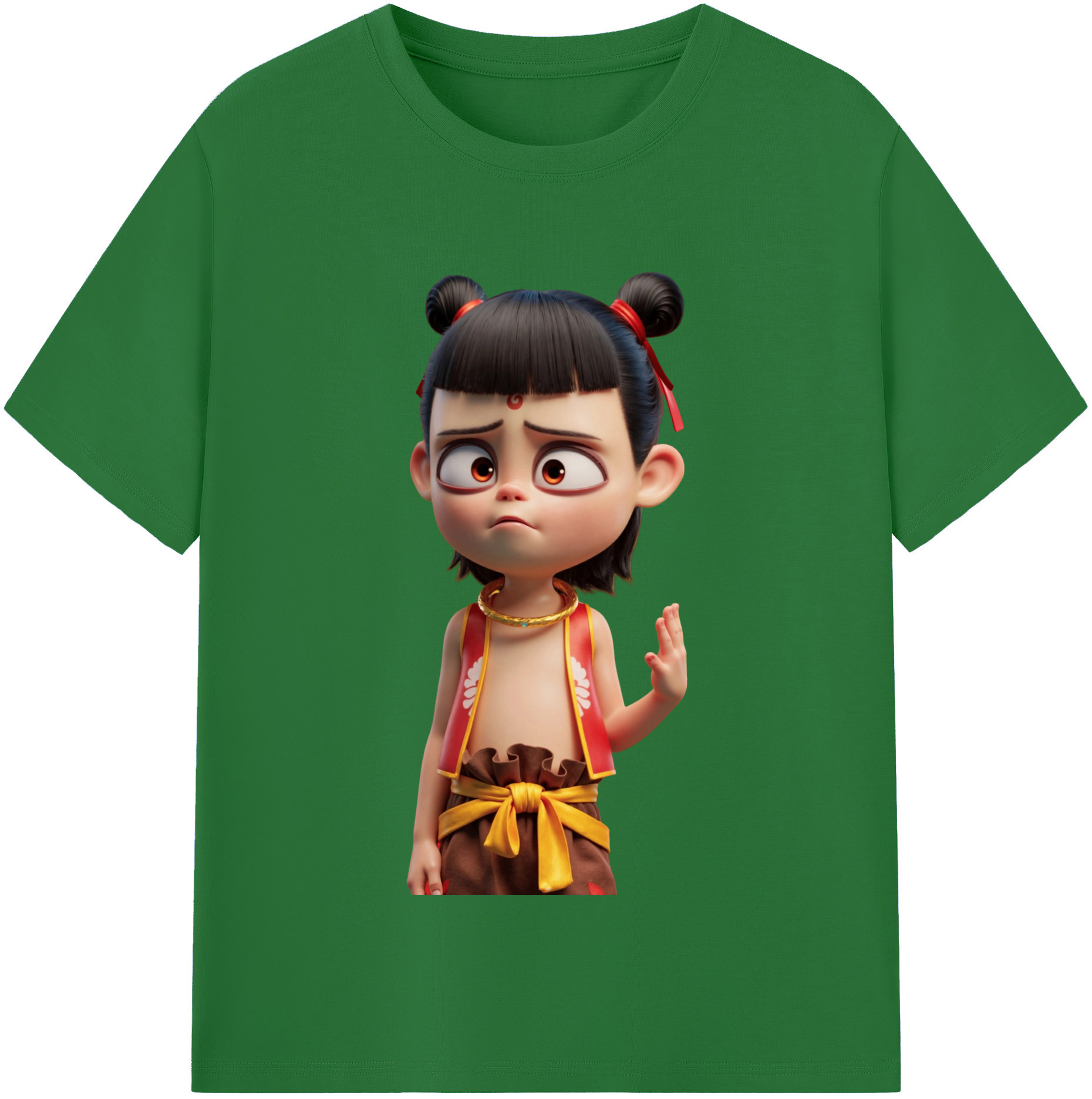 （画像用） Ne Zha 2 ナタ 魔童の大暴れ 綿100％半袖Tシャツ（フロントプリント）