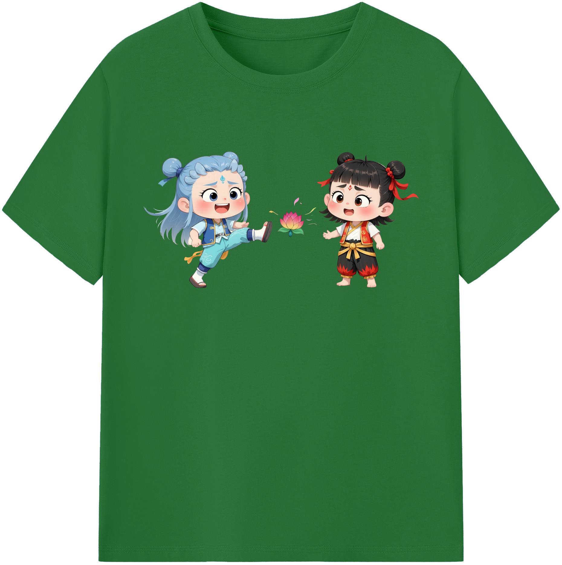 （画像用） Ne Zha 2 ナタ 魔童の大暴れ 綿100％半袖Tシャツ（フロントプリント）
