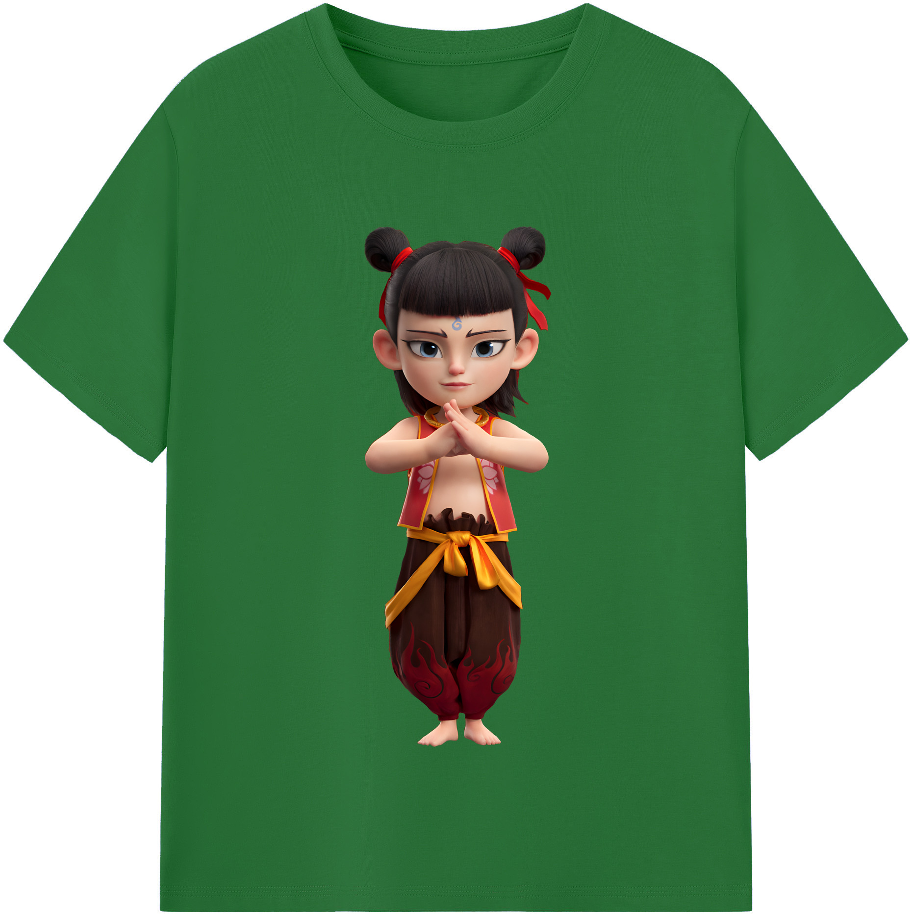 （画像用） Ne Zha 2 ナタ 魔童の大暴れ 綿100％半袖Tシャツ（フロントプリント）