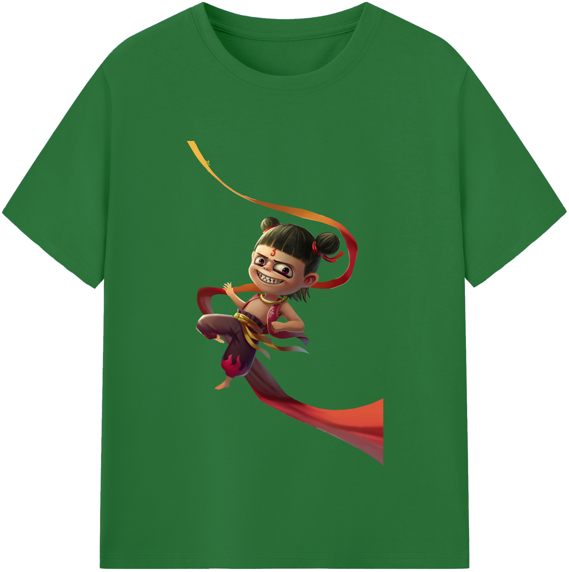 （画像用） Ne Zha 2 ナタ 魔童の大暴れ 綿100％半袖Tシャツ（フロントプリント）