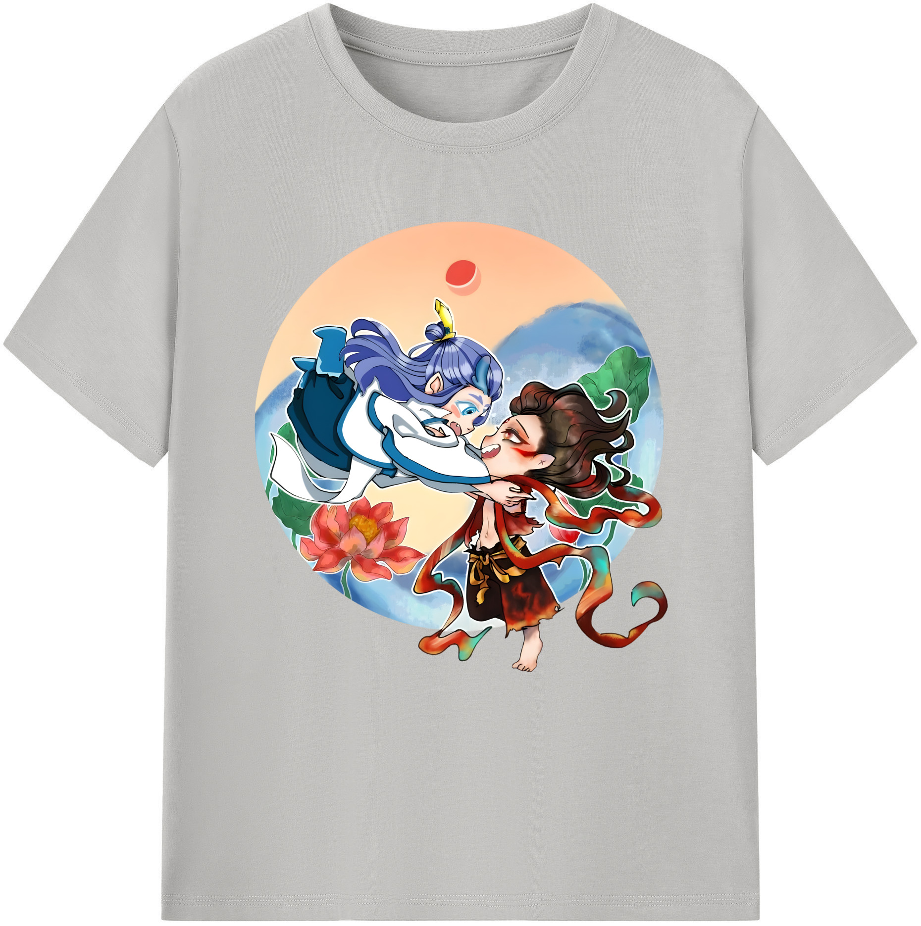 （画像用） Ne Zha 2 ナタ 魔童の大暴れ 綿100％半袖Tシャツ（フロントプリント）