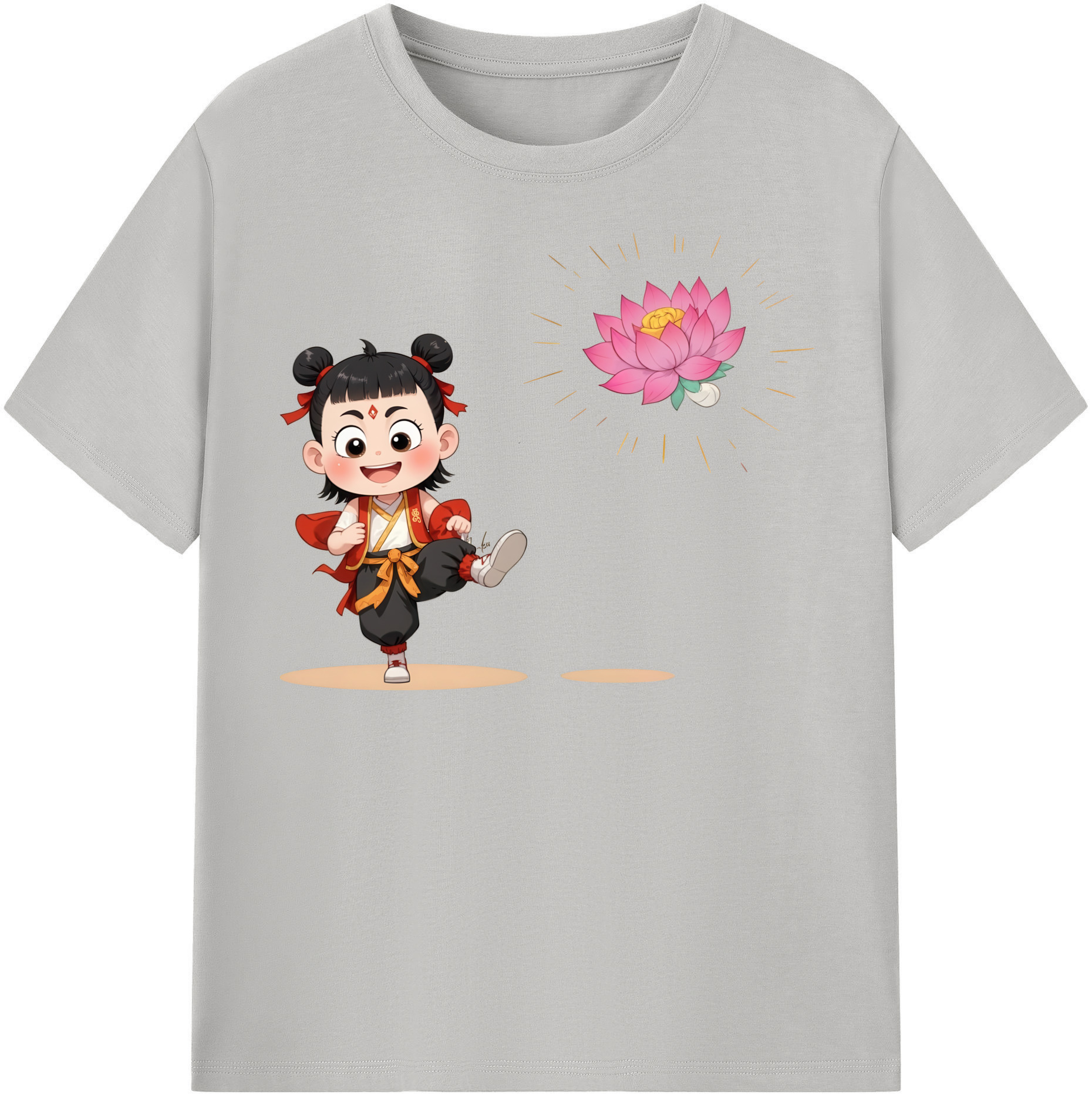 （画像用） Ne Zha 2 ナタ 魔童の大暴れ 綿100％半袖Tシャツ（フロントプリント）