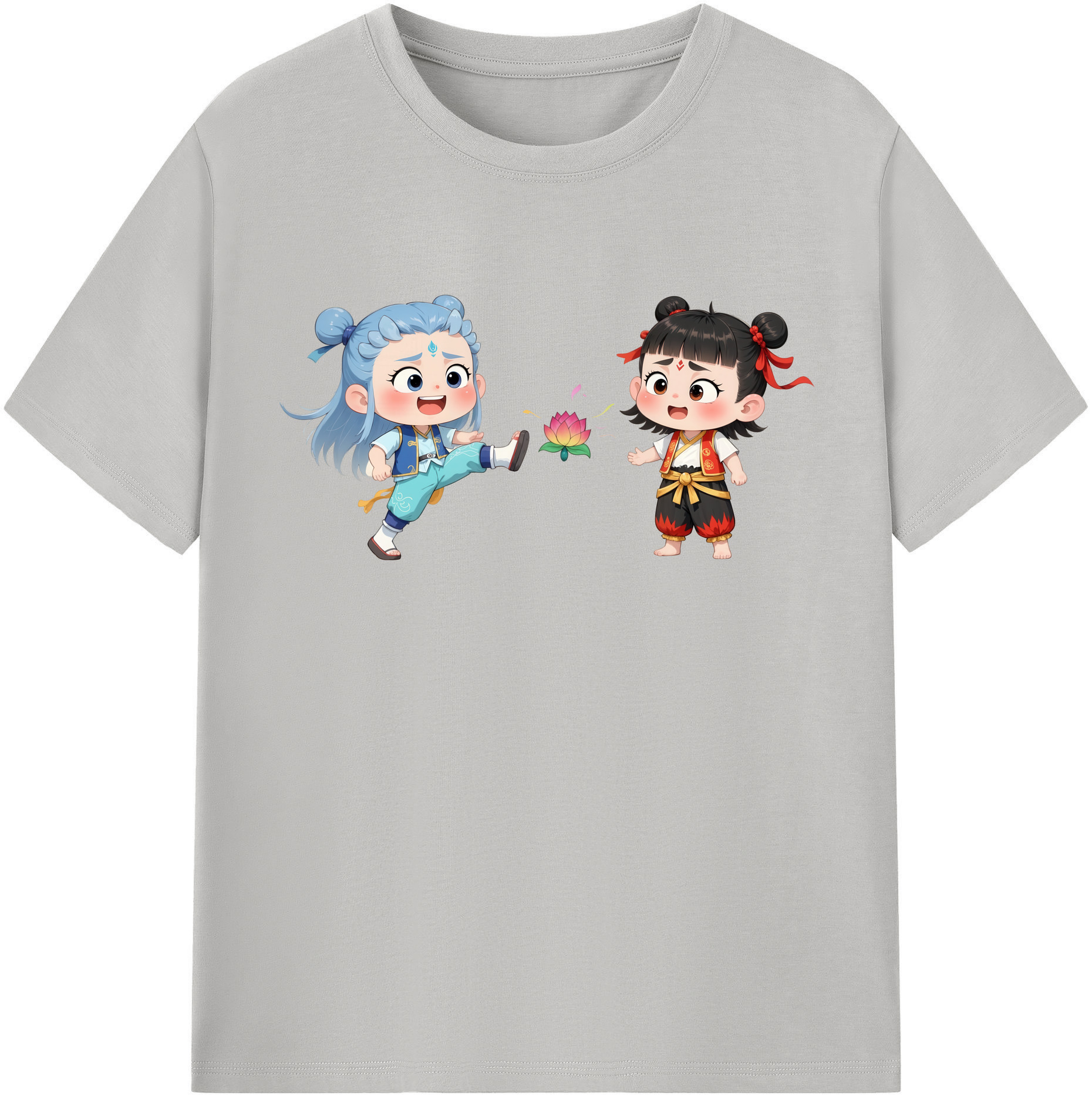 （画像用） Ne Zha 2 ナタ 魔童の大暴れ 綿100％半袖Tシャツ（フロントプリント）