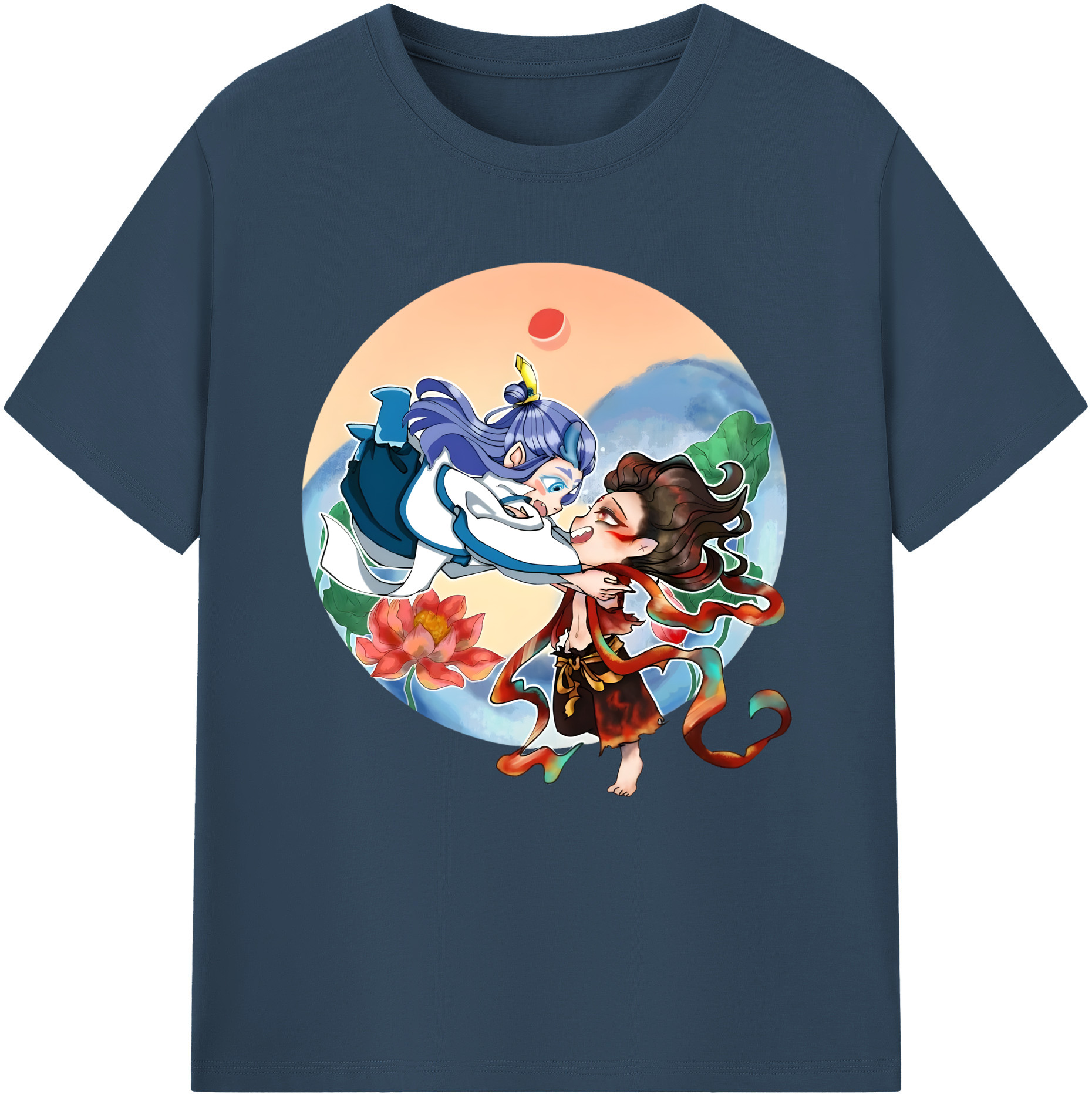 （画像用） Ne Zha 2 ナタ 魔童の大暴れ 綿100％半袖Tシャツ（フロントプリント）