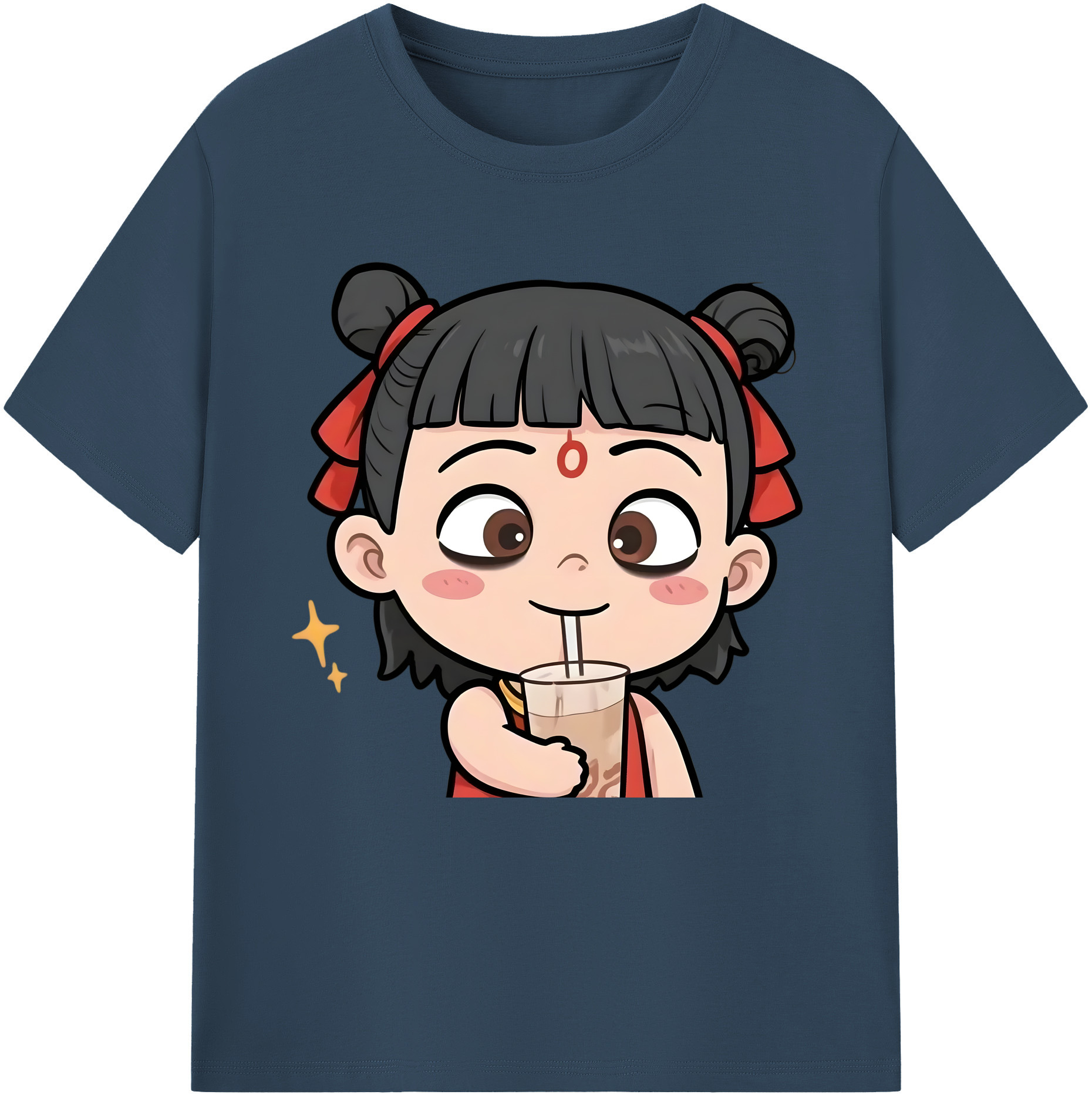 （画像用） Ne Zha 2 ナタ 魔童の大暴れ 綿100％半袖Tシャツ（フロントプリント）
