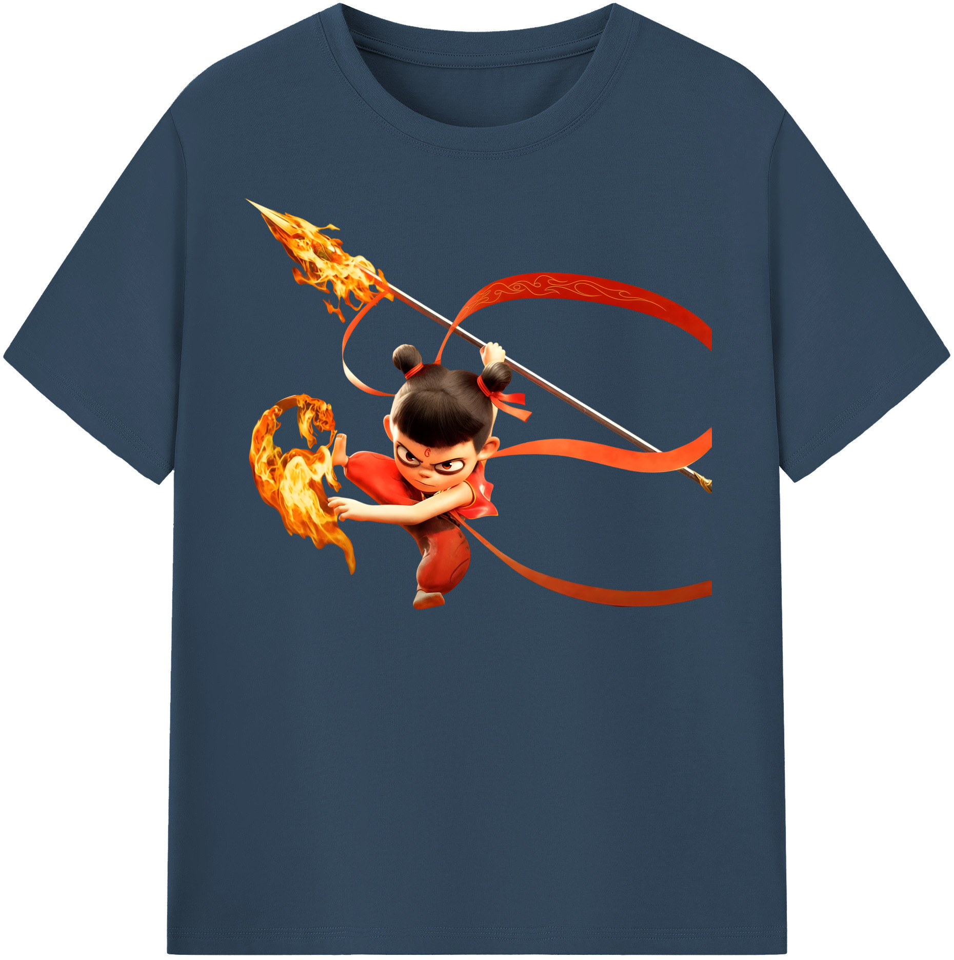 （画像用） Ne Zha 2 ナタ 魔童の大暴れ 綿100％半袖Tシャツ（フロントプリント）