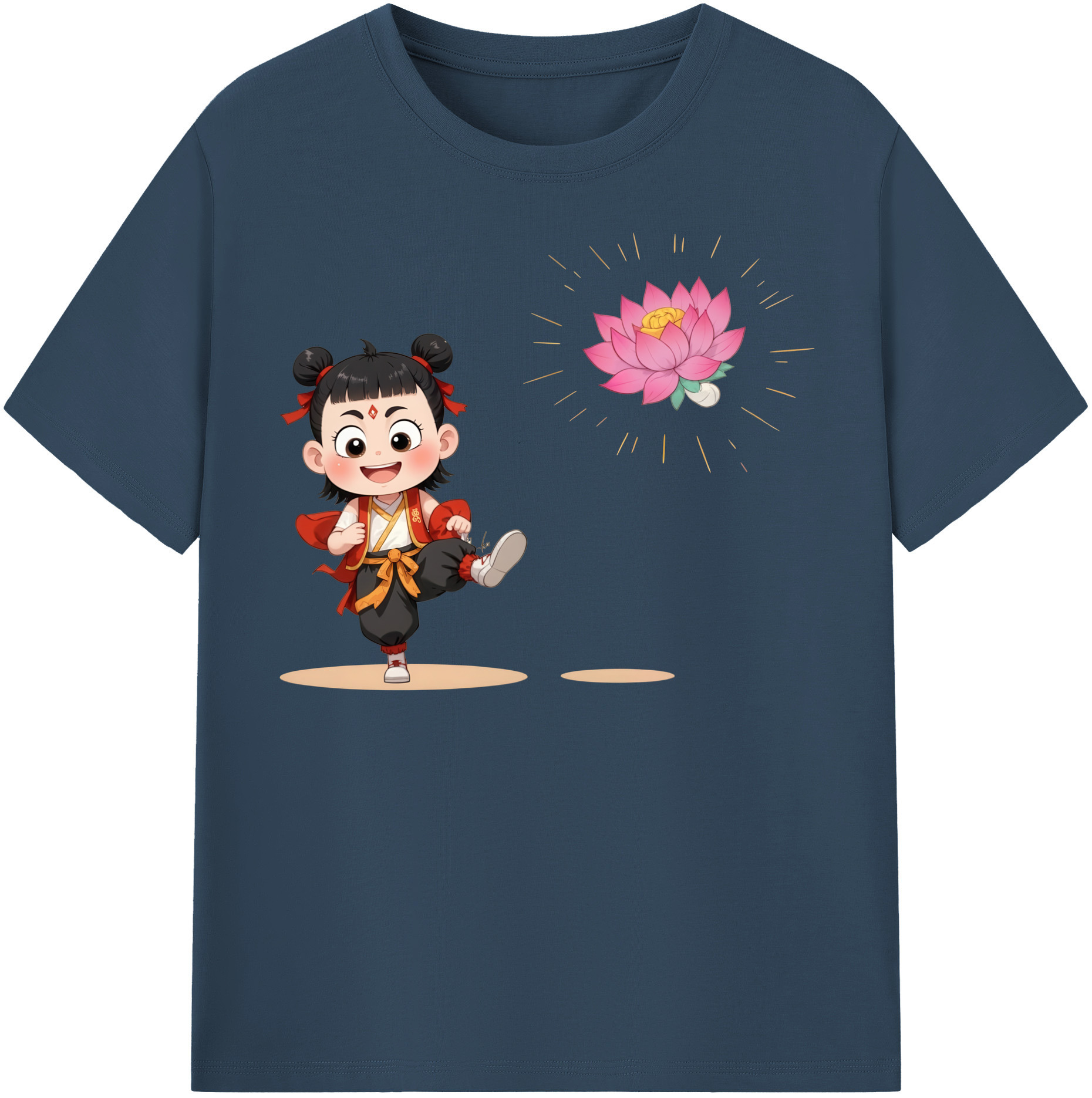 （画像用） Ne Zha 2 ナタ 魔童の大暴れ 綿100％半袖Tシャツ（フロントプリント）
