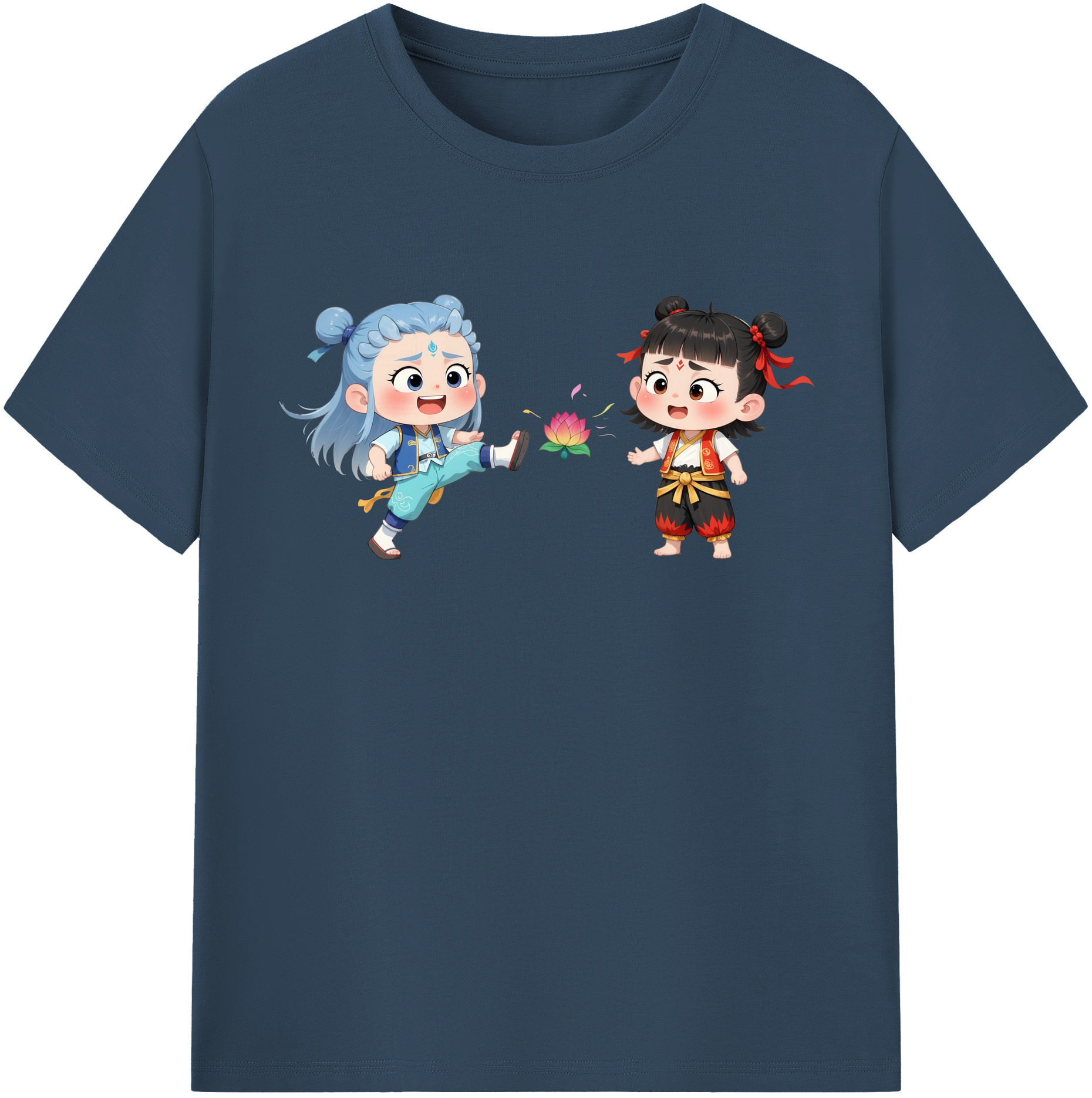 （画像用） Ne Zha 2 ナタ 魔童の大暴れ 綿100％半袖Tシャツ（フロントプリント）