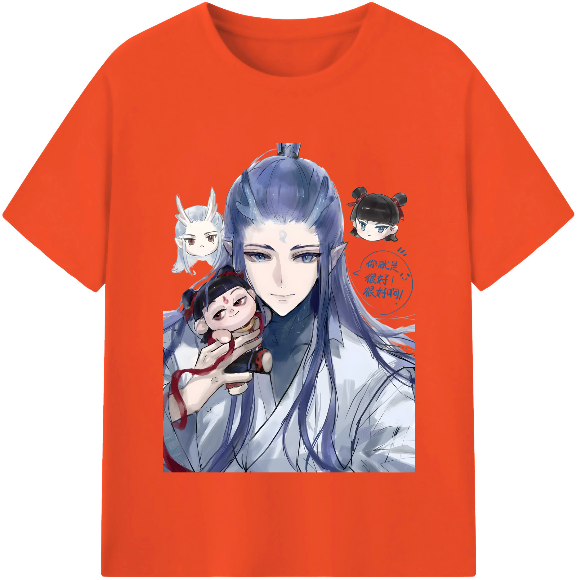 （画像用） Ne Zha 2 ナタ 魔童の大暴れ 綿100％半袖Tシャツ（フロントプリント）