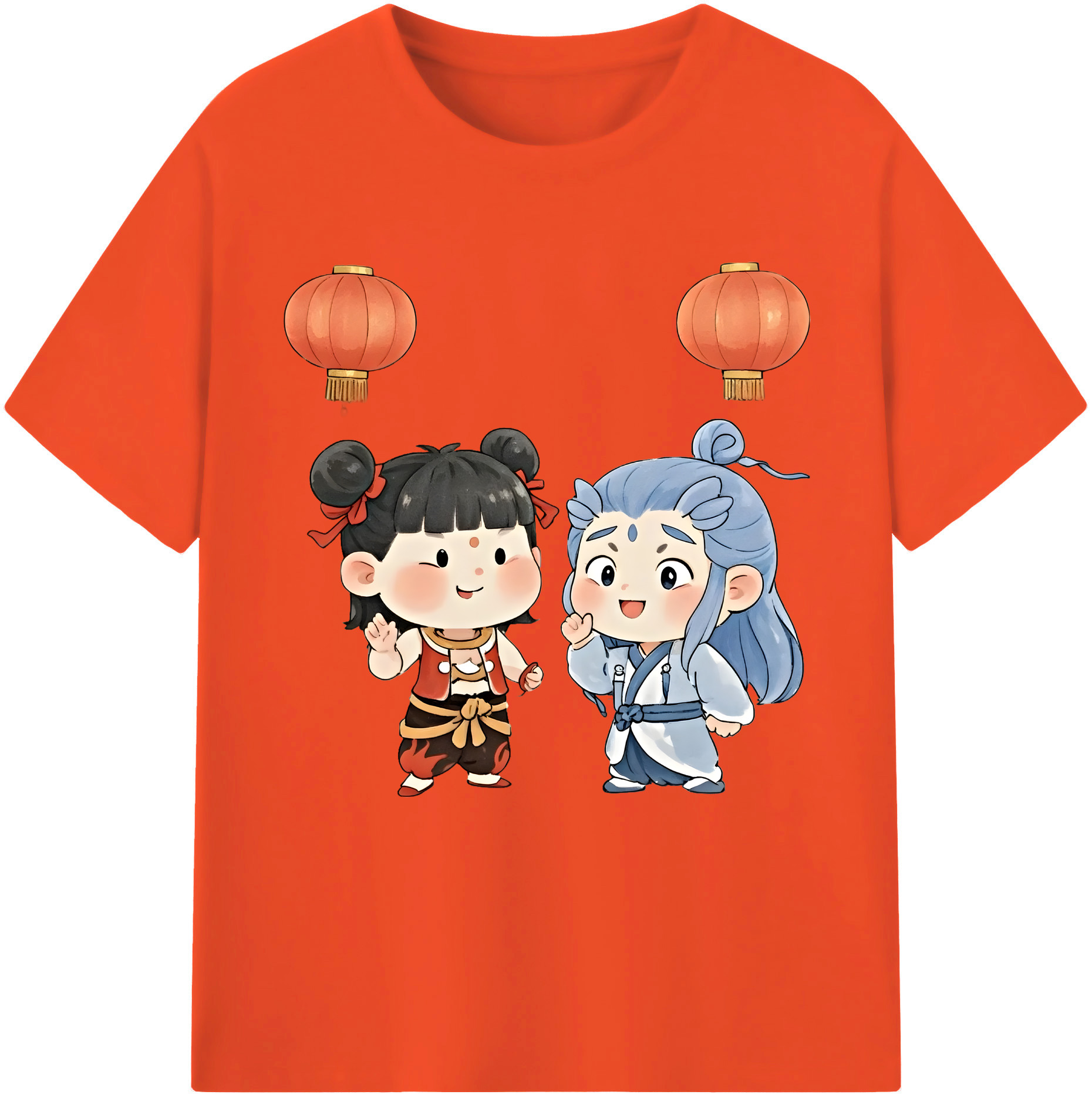 （画像用） Ne Zha 2 ナタ 魔童の大暴れ 綿100％半袖Tシャツ（フロントプリント）