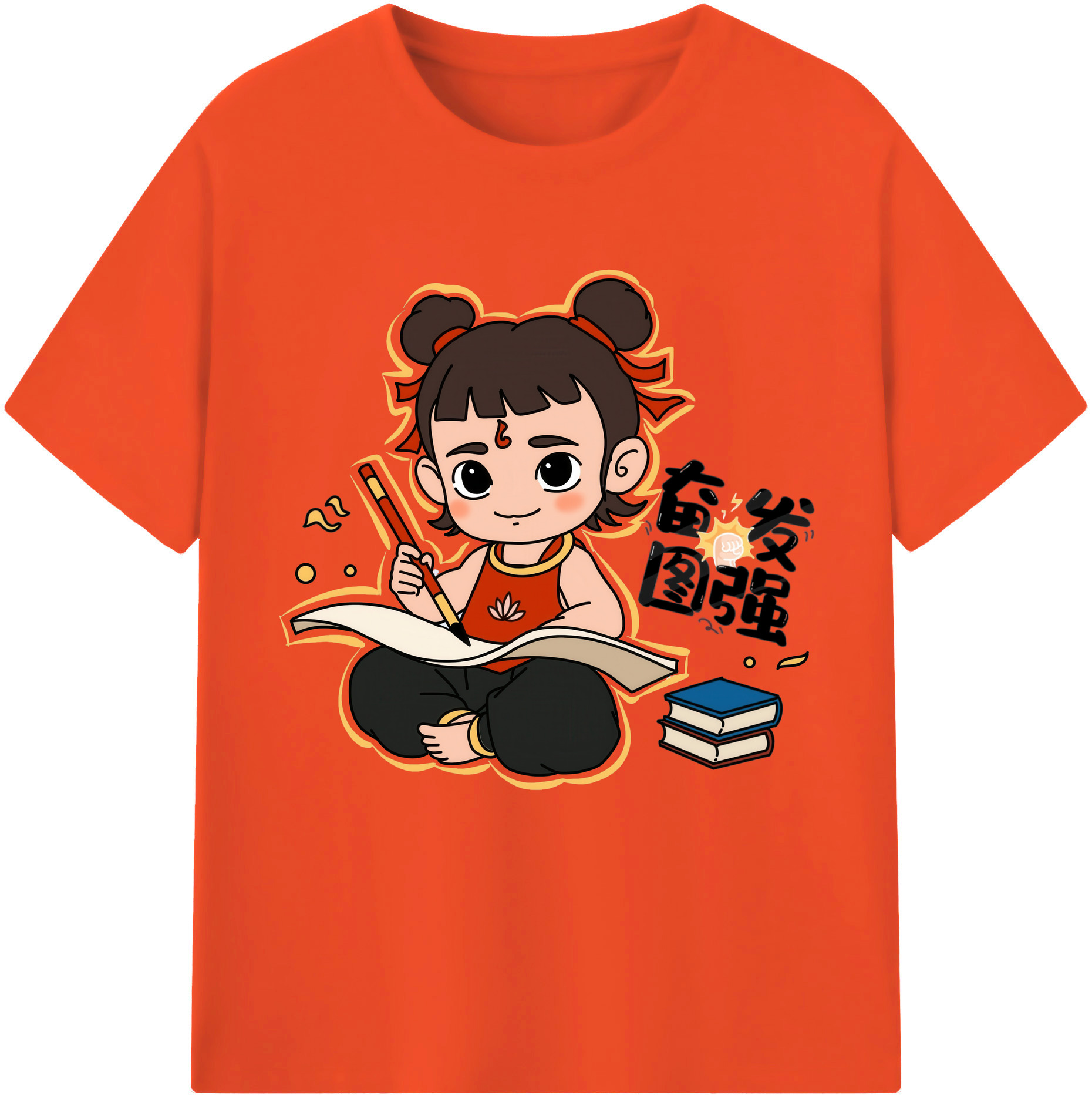 （画像用） Ne Zha 2 ナタ 魔童の大暴れ 綿100％半袖Tシャツ（フロントプリント）