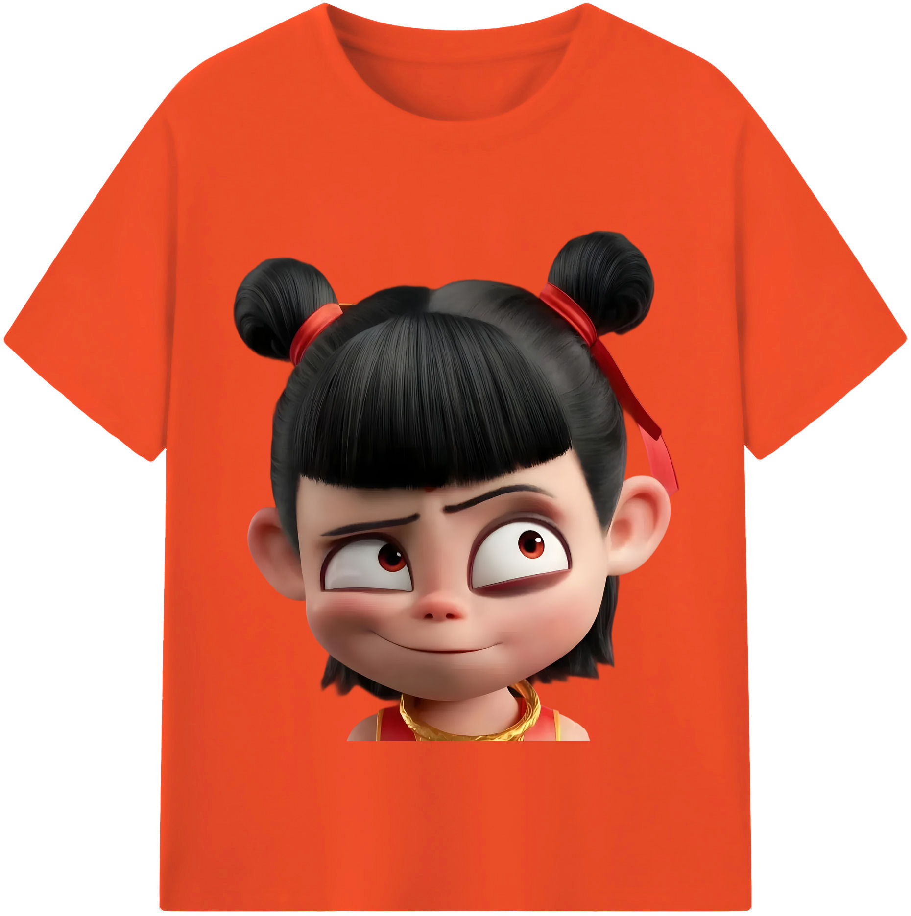 （画像用） Ne Zha 2 ナタ 魔童の大暴れ 綿100％半袖Tシャツ（フロントプリント）