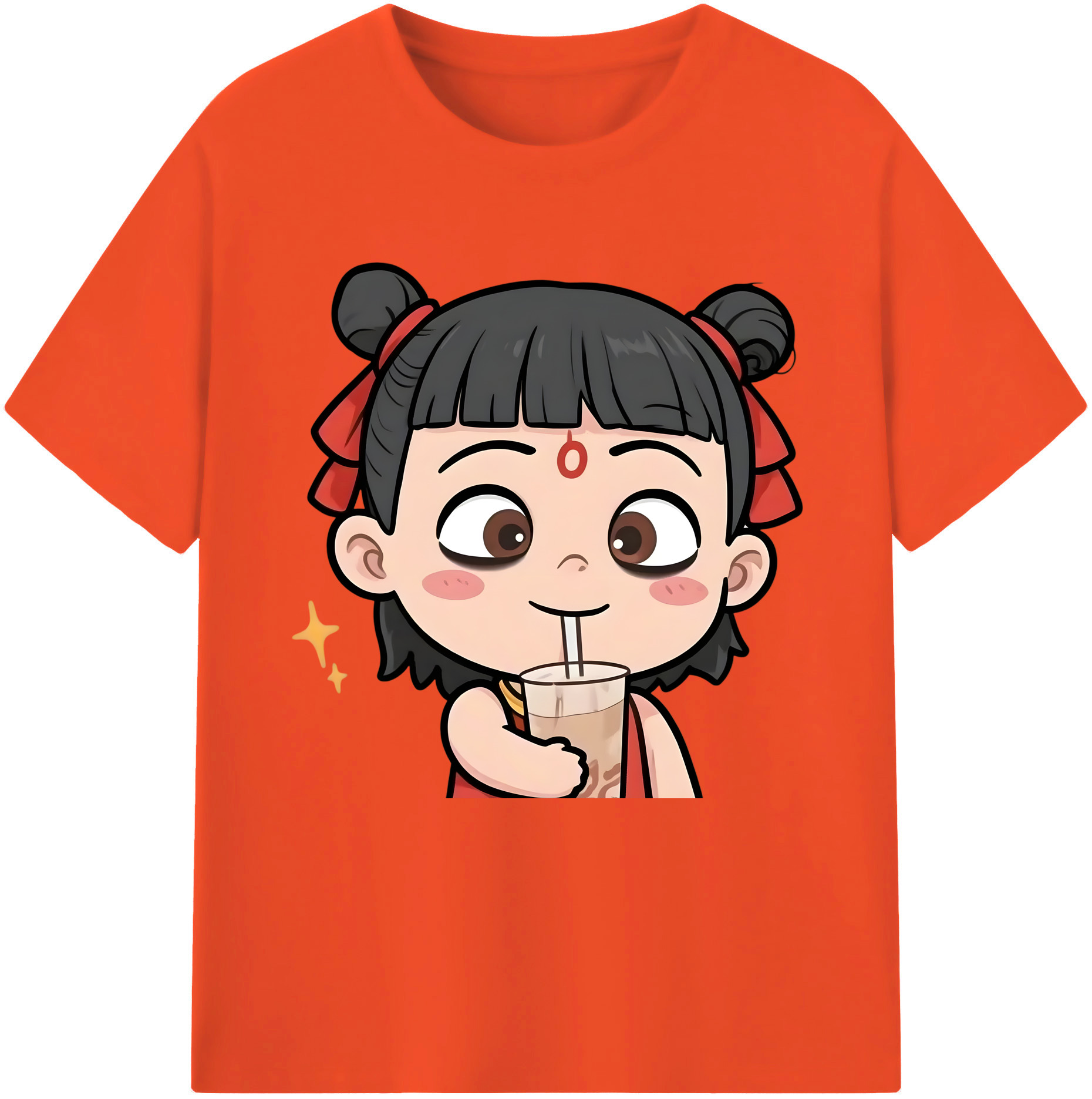 （画像用） Ne Zha 2 ナタ 魔童の大暴れ 綿100％半袖Tシャツ（フロントプリント）
