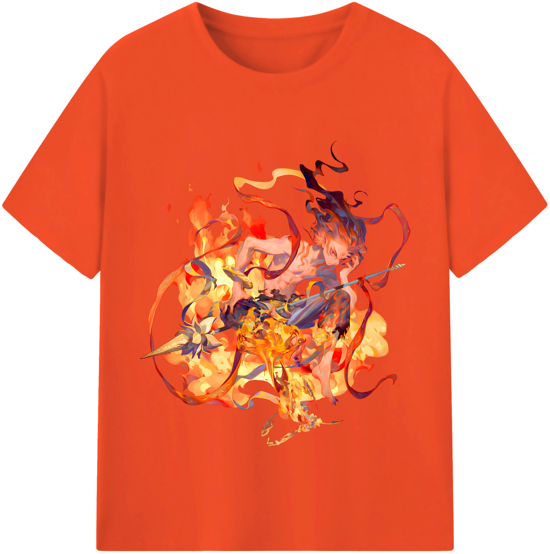 （画像用） Ne Zha 2 ナタ 魔童の大暴れ 綿100％半袖Tシャツ（フロントプリント）