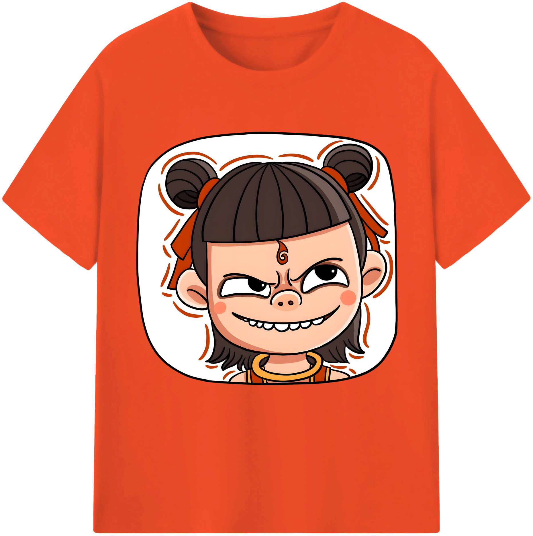 （画像用） Ne Zha 2 ナタ 魔童の大暴れ 綿100％半袖Tシャツ（フロントプリント）