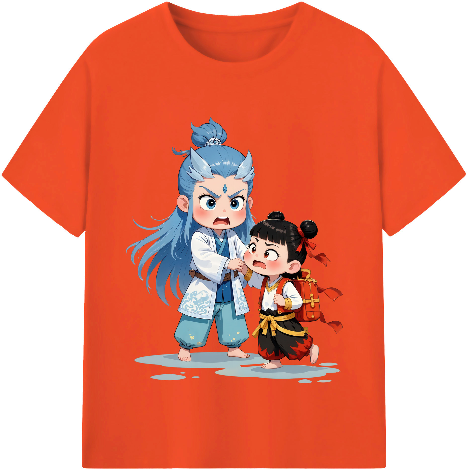 （画像用） Ne Zha 2 ナタ 魔童の大暴れ 綿100％半袖Tシャツ（フロントプリント）