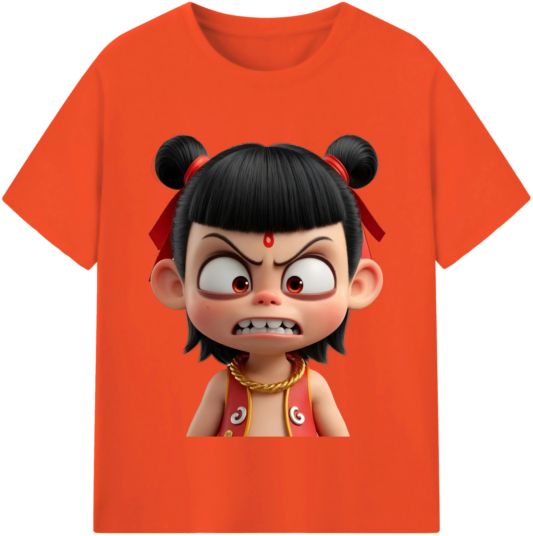 （画像用） Ne Zha 2 ナタ 魔童の大暴れ 綿100％半袖Tシャツ（フロントプリント）