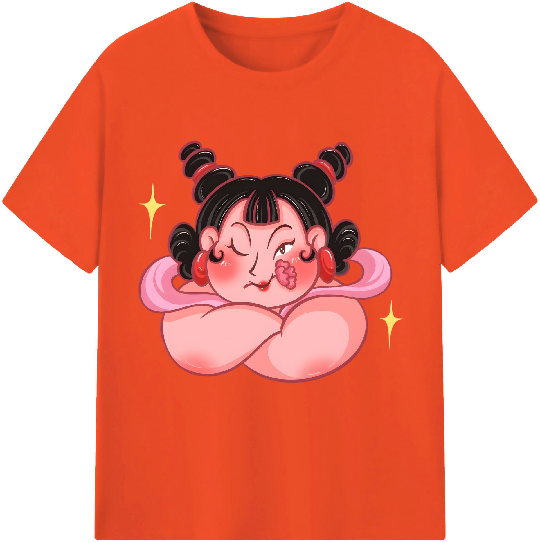 （画像用） Ne Zha 2 ナタ 魔童の大暴れ 綿100％半袖Tシャツ（フロントプリント）