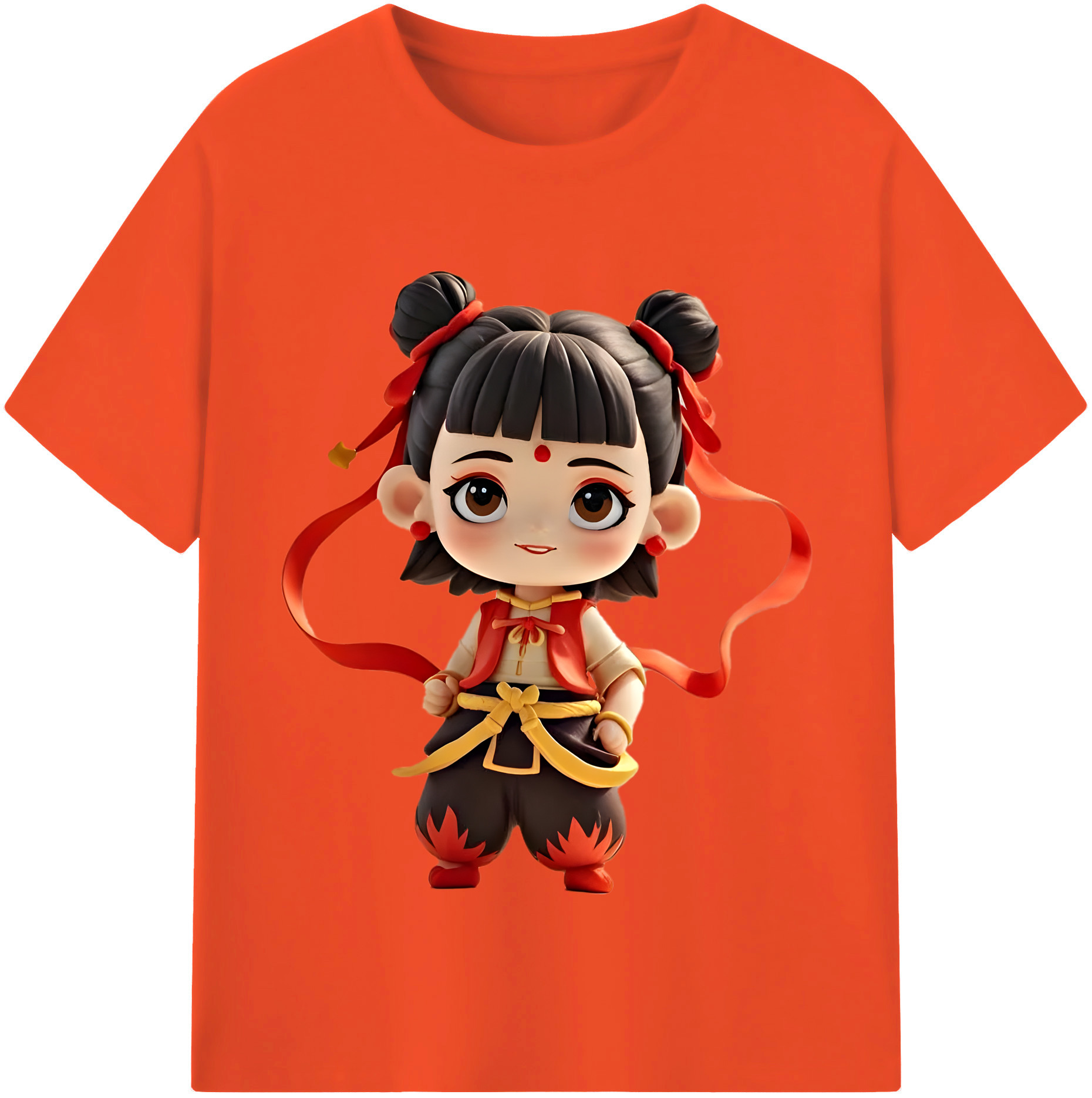 （画像用） Ne Zha 2 ナタ 魔童の大暴れ 綿100％半袖Tシャツ（フロントプリント）