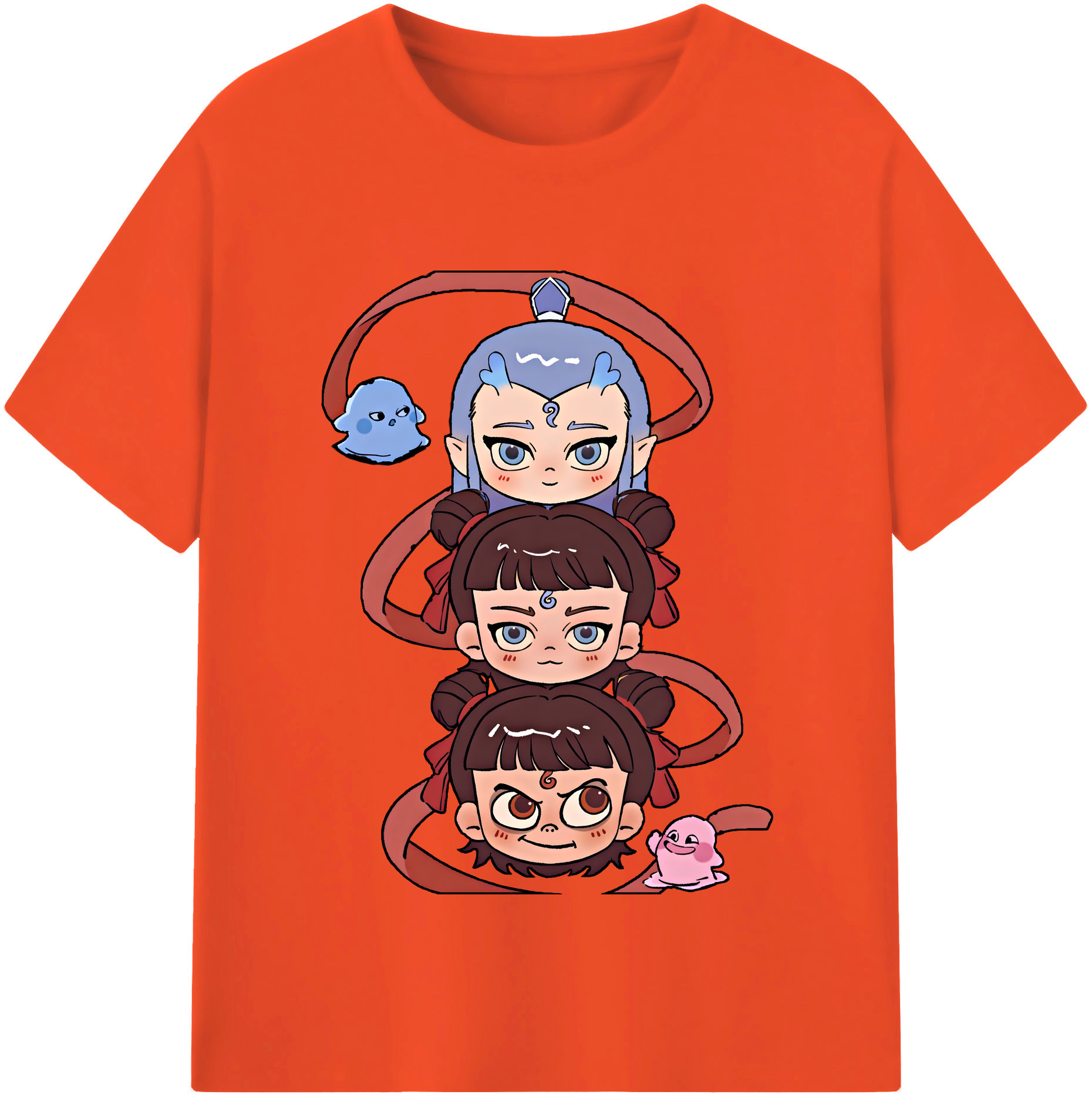 （画像用） Ne Zha 2 ナタ 魔童の大暴れ 綿100％半袖Tシャツ（フロントプリント）