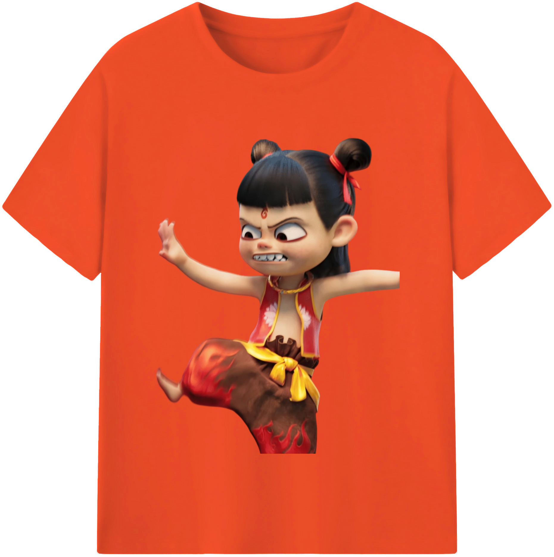 （画像用） Ne Zha 2 ナタ 魔童の大暴れ 綿100％半袖Tシャツ（フロントプリント）