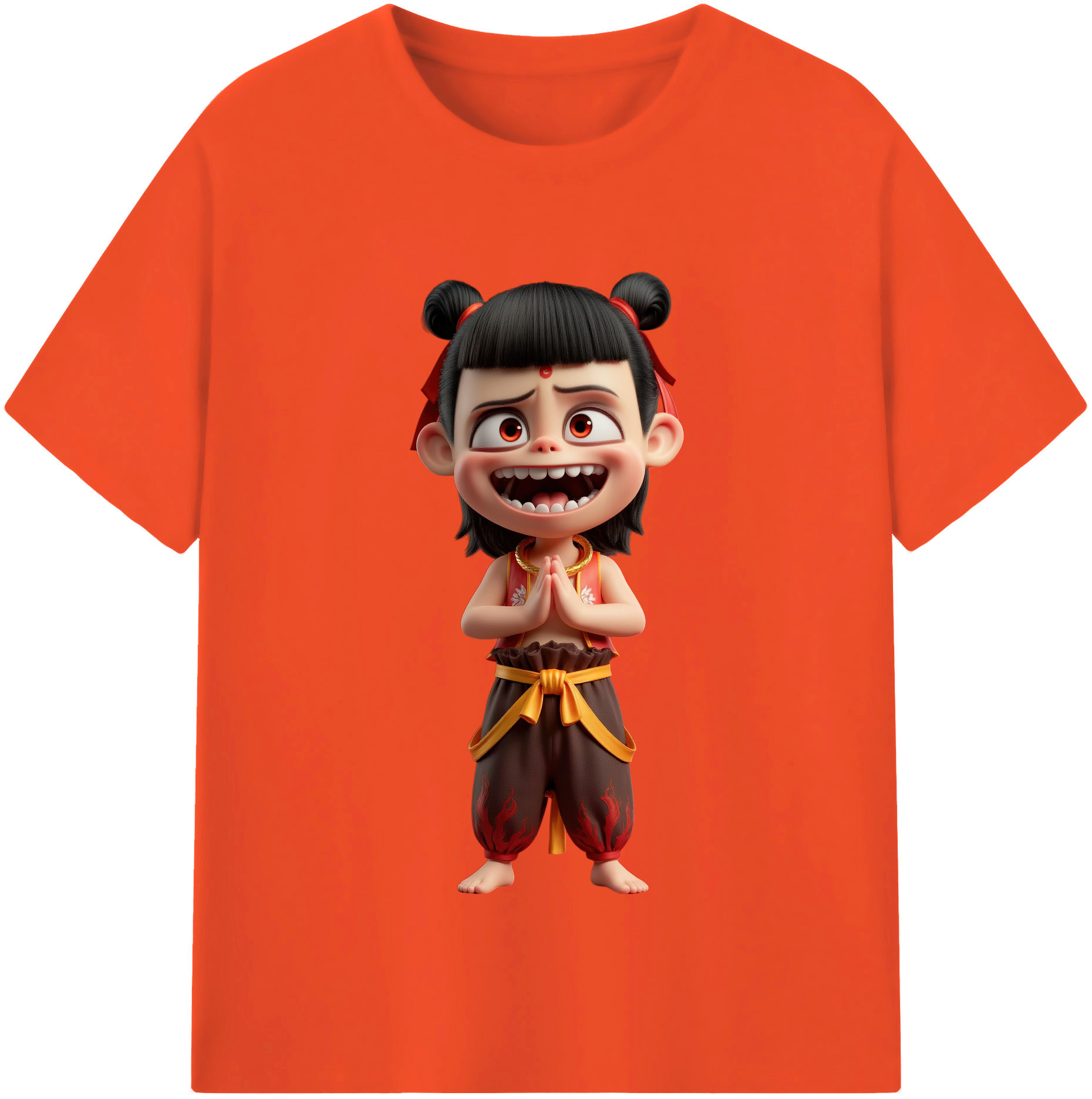 （画像用） Ne Zha 2 ナタ 魔童の大暴れ 綿100％半袖Tシャツ（フロントプリント）
