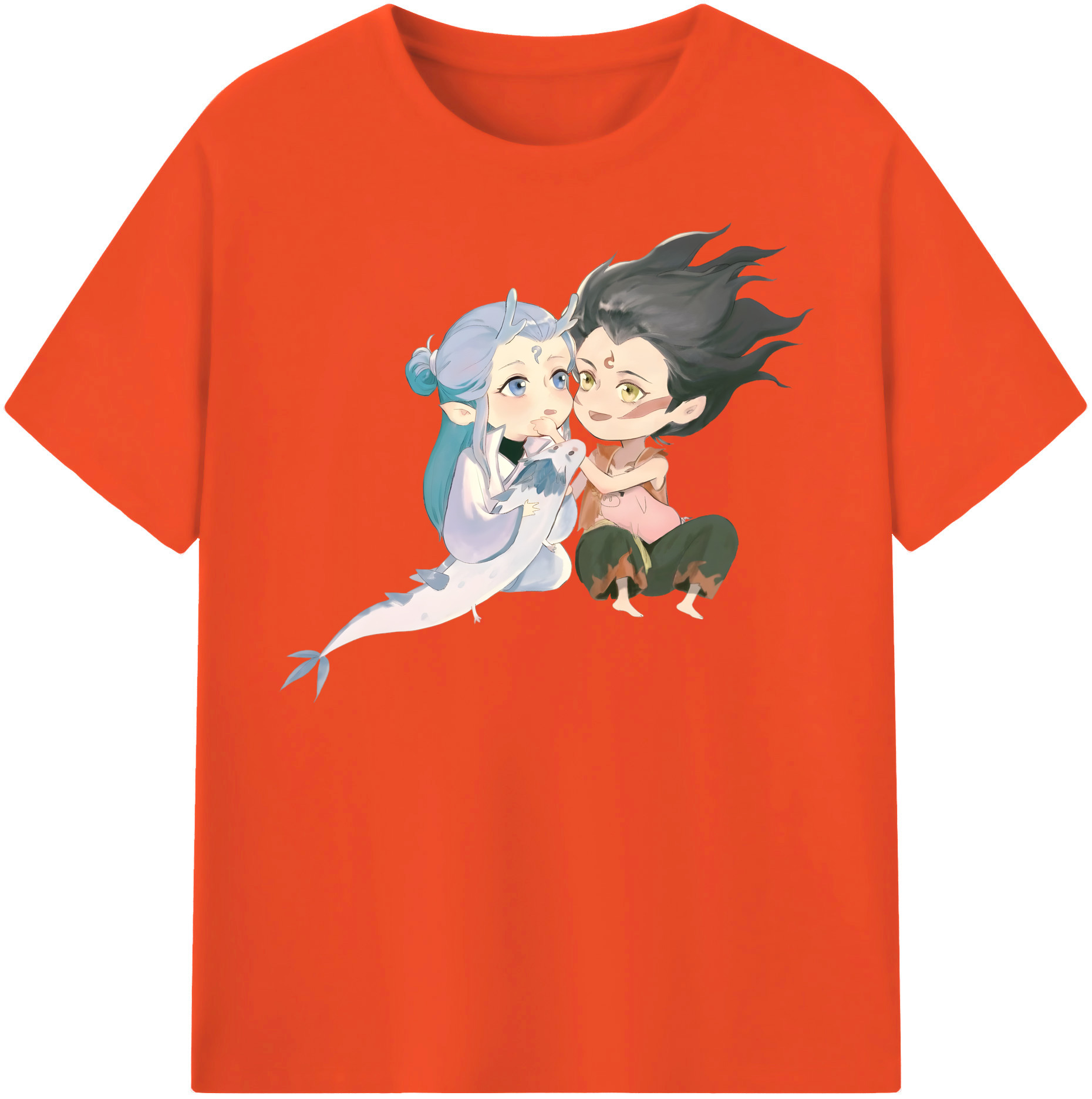 （画像用） Ne Zha 2 ナタ 魔童の大暴れ 綿100％半袖Tシャツ（フロントプリント）