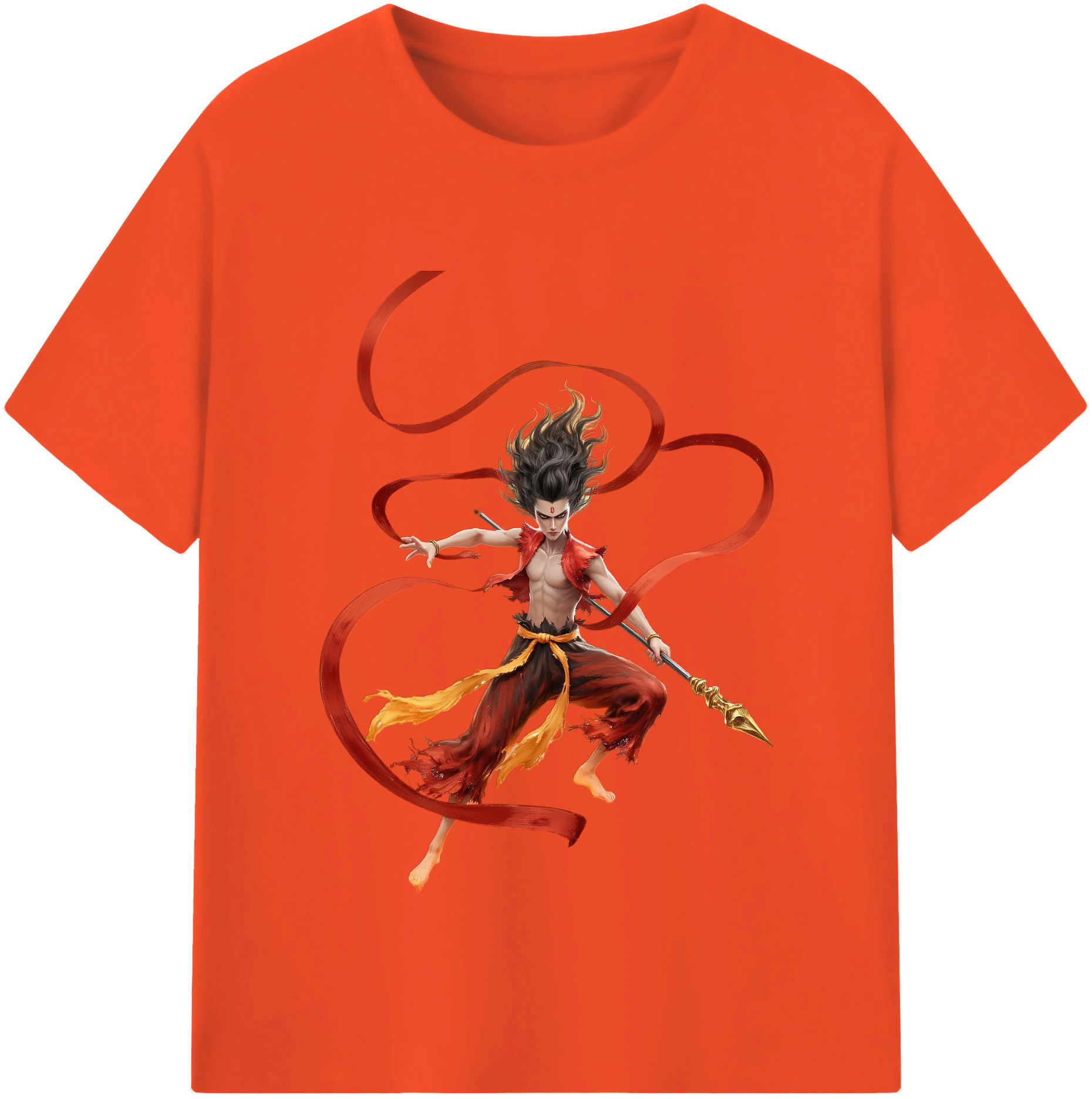 （画像用） Ne Zha 2 ナタ 魔童の大暴れ 綿100％半袖Tシャツ（フロントプリント）