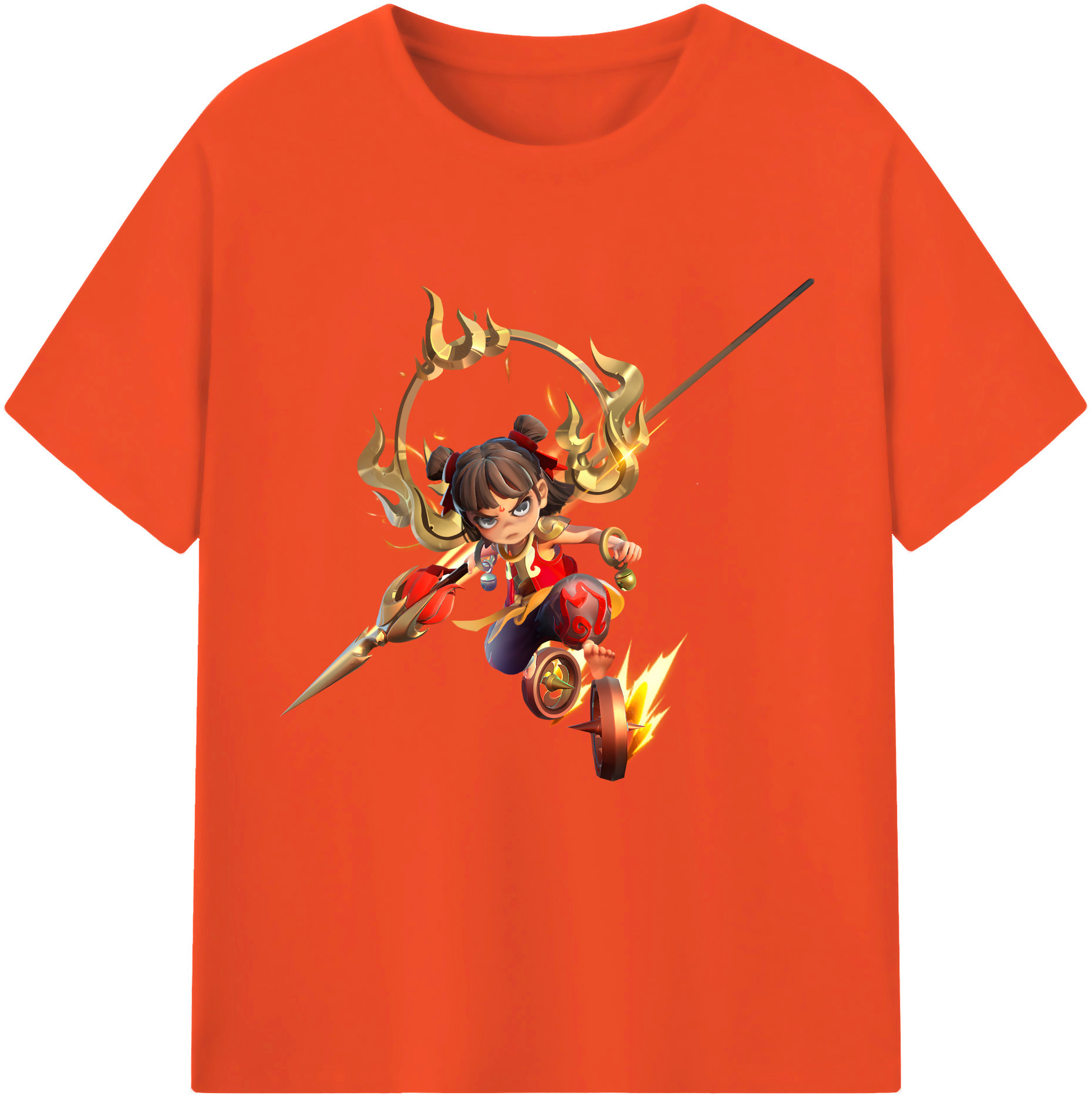 （画像用） Ne Zha 2 ナタ 魔童の大暴れ 綿100％半袖Tシャツ（フロントプリント）