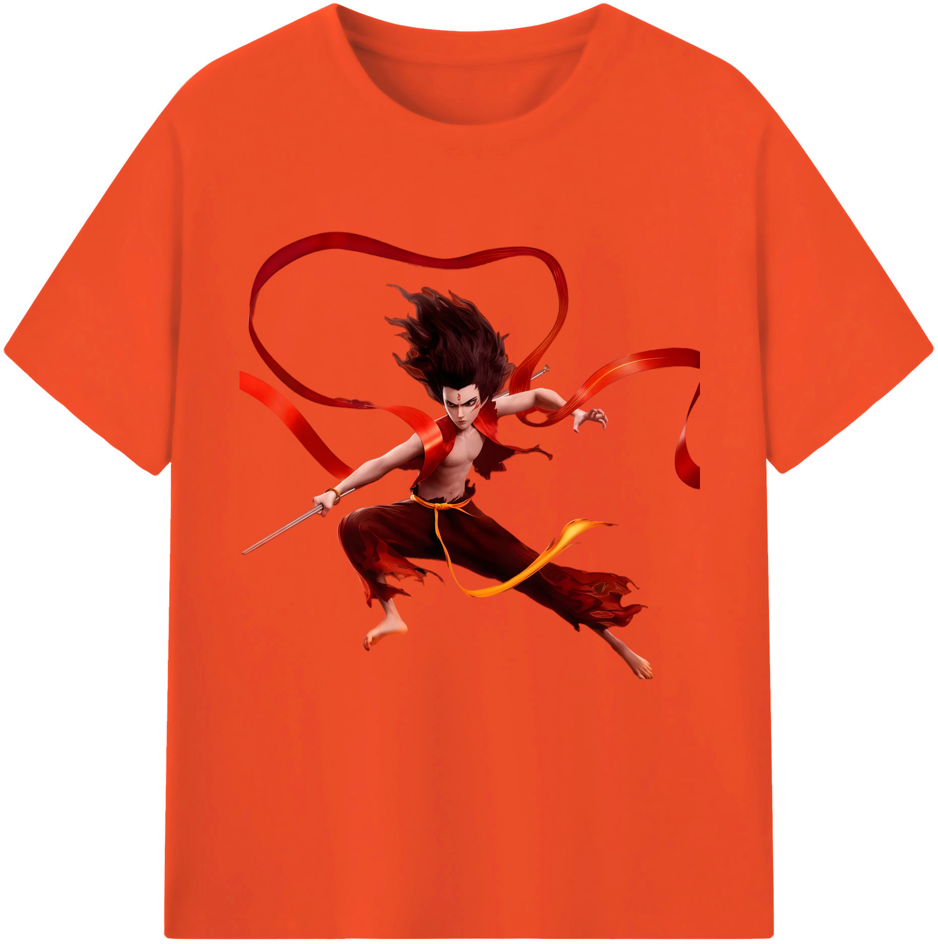 （画像用） Ne Zha 2 ナタ 魔童の大暴れ 綿100％半袖Tシャツ（フロントプリント）