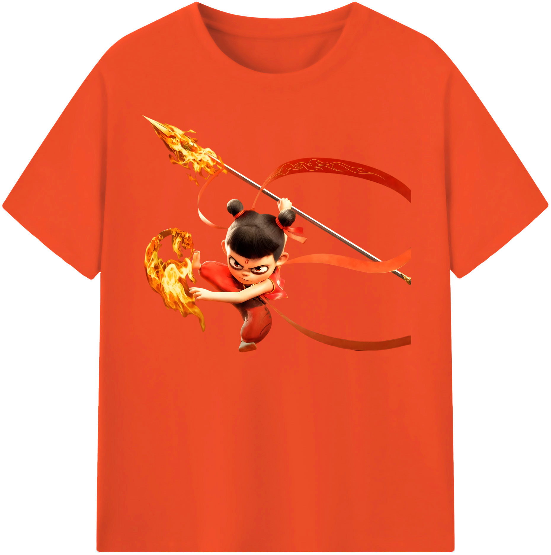 （画像用） Ne Zha 2 ナタ 魔童の大暴れ 綿100％半袖Tシャツ（フロントプリント）