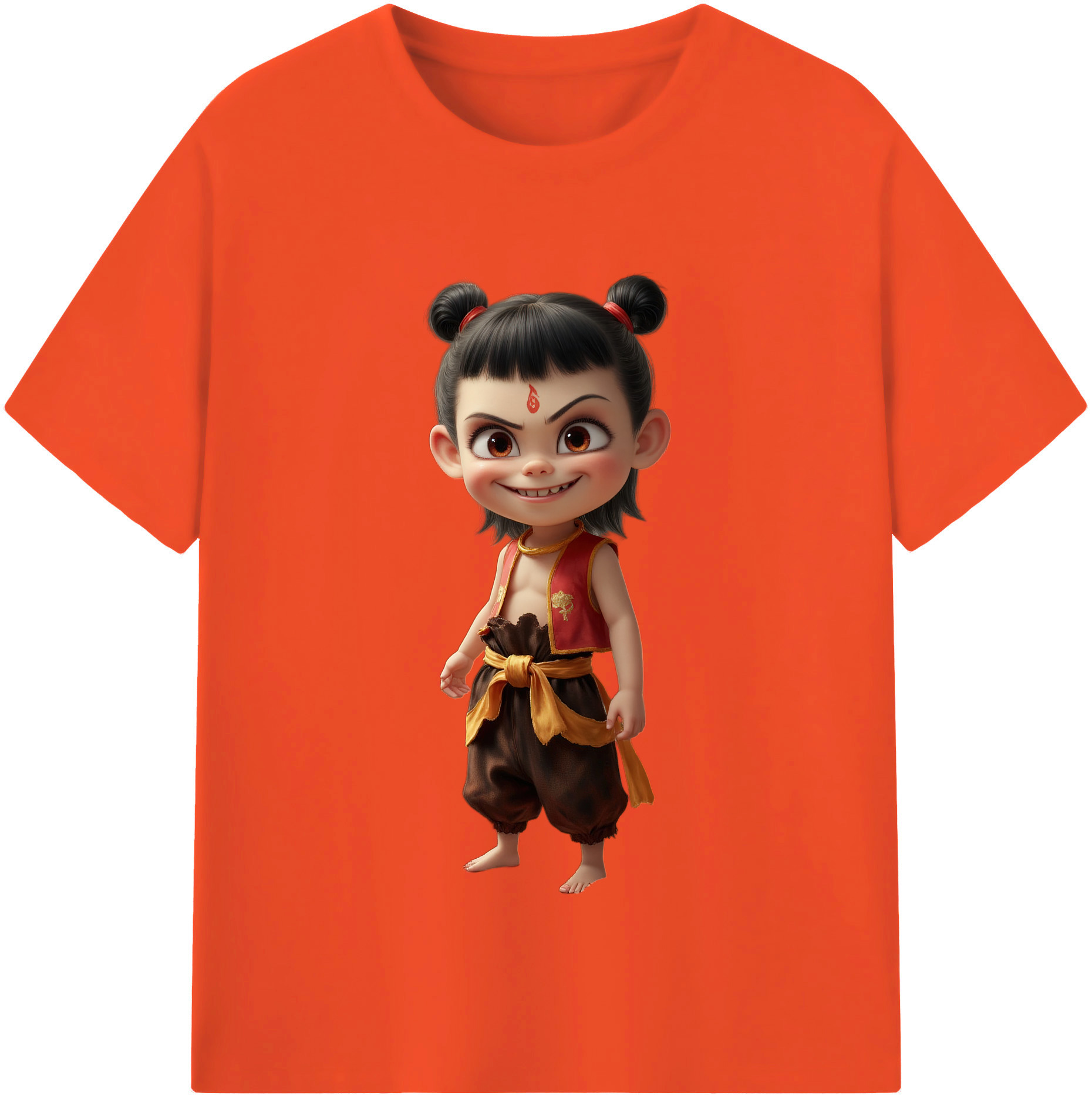 （画像用） Ne Zha 2 ナタ 魔童の大暴れ 綿100％半袖Tシャツ（フロントプリント）