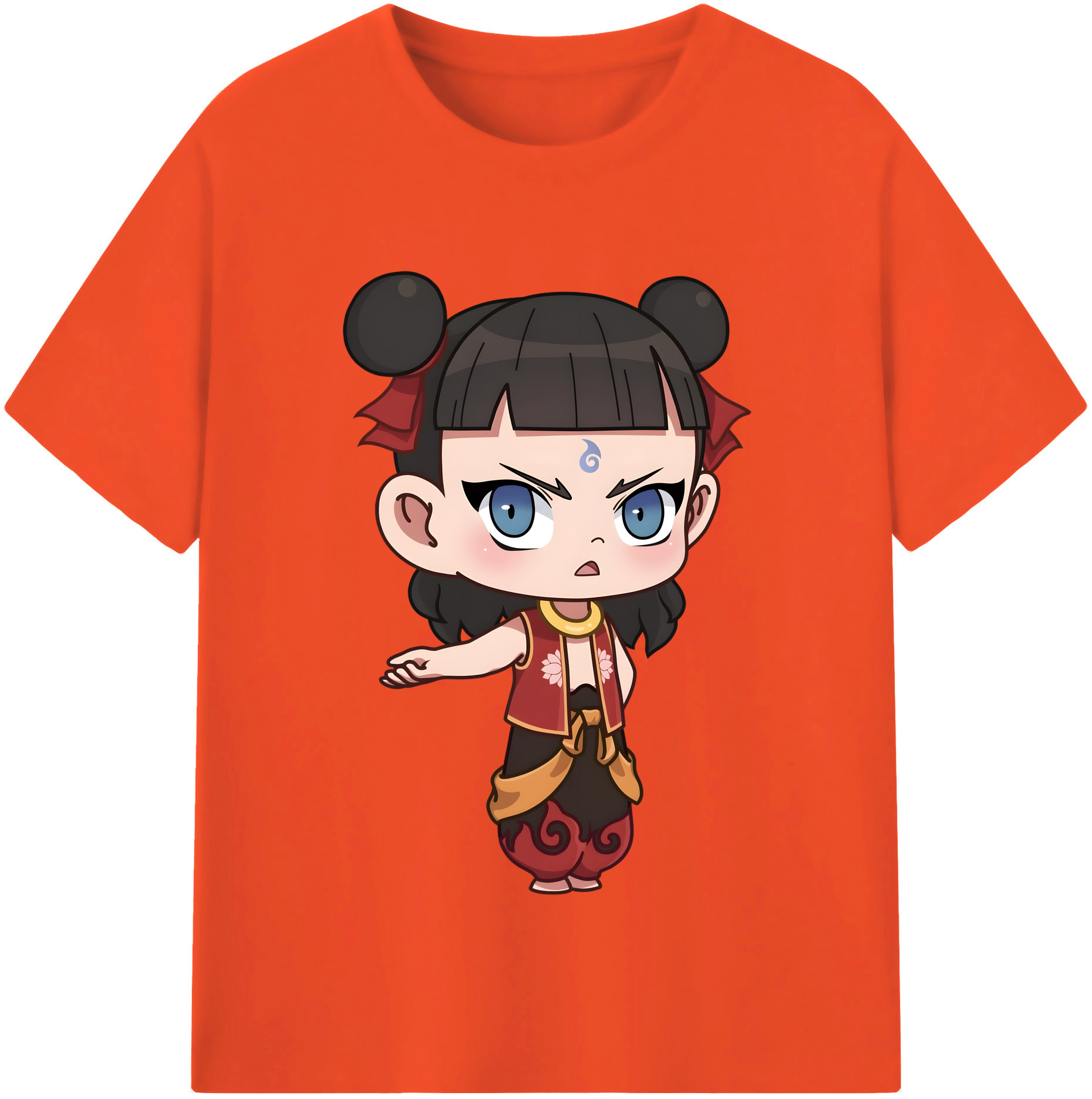 （画像用） Ne Zha 2 ナタ 魔童の大暴れ 綿100％半袖Tシャツ（フロントプリント）