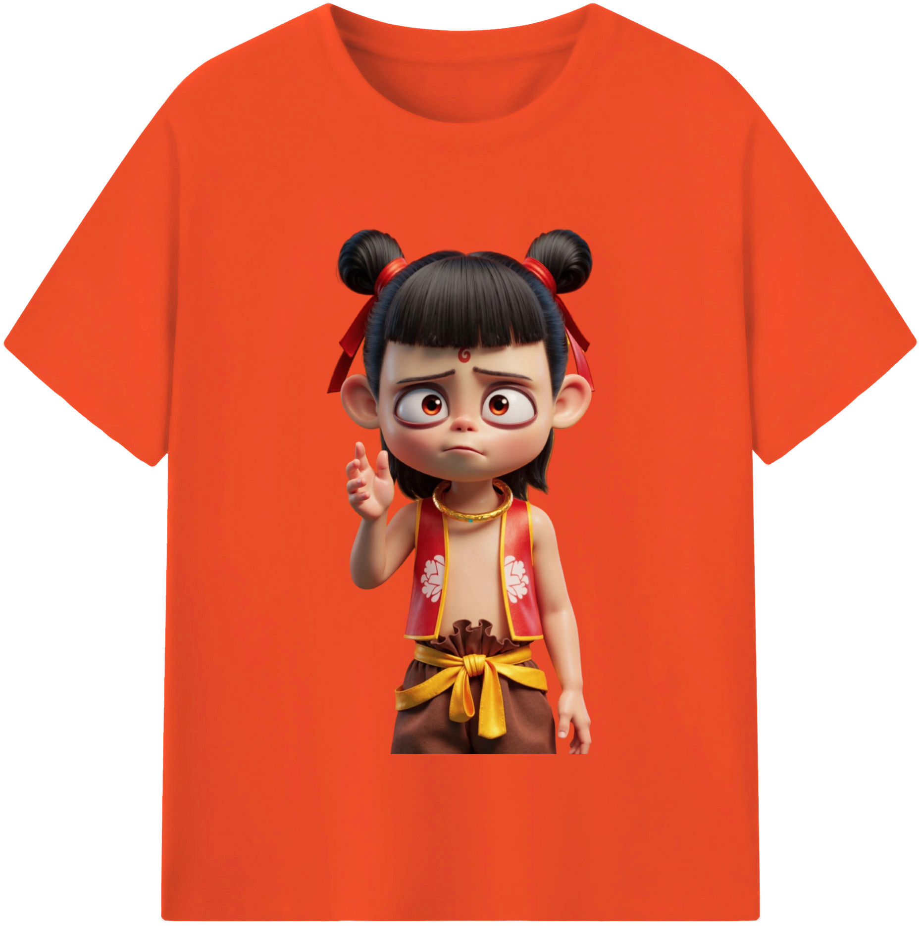 （画像用） Ne Zha 2 ナタ 魔童の大暴れ 綿100％半袖Tシャツ（フロントプリント）