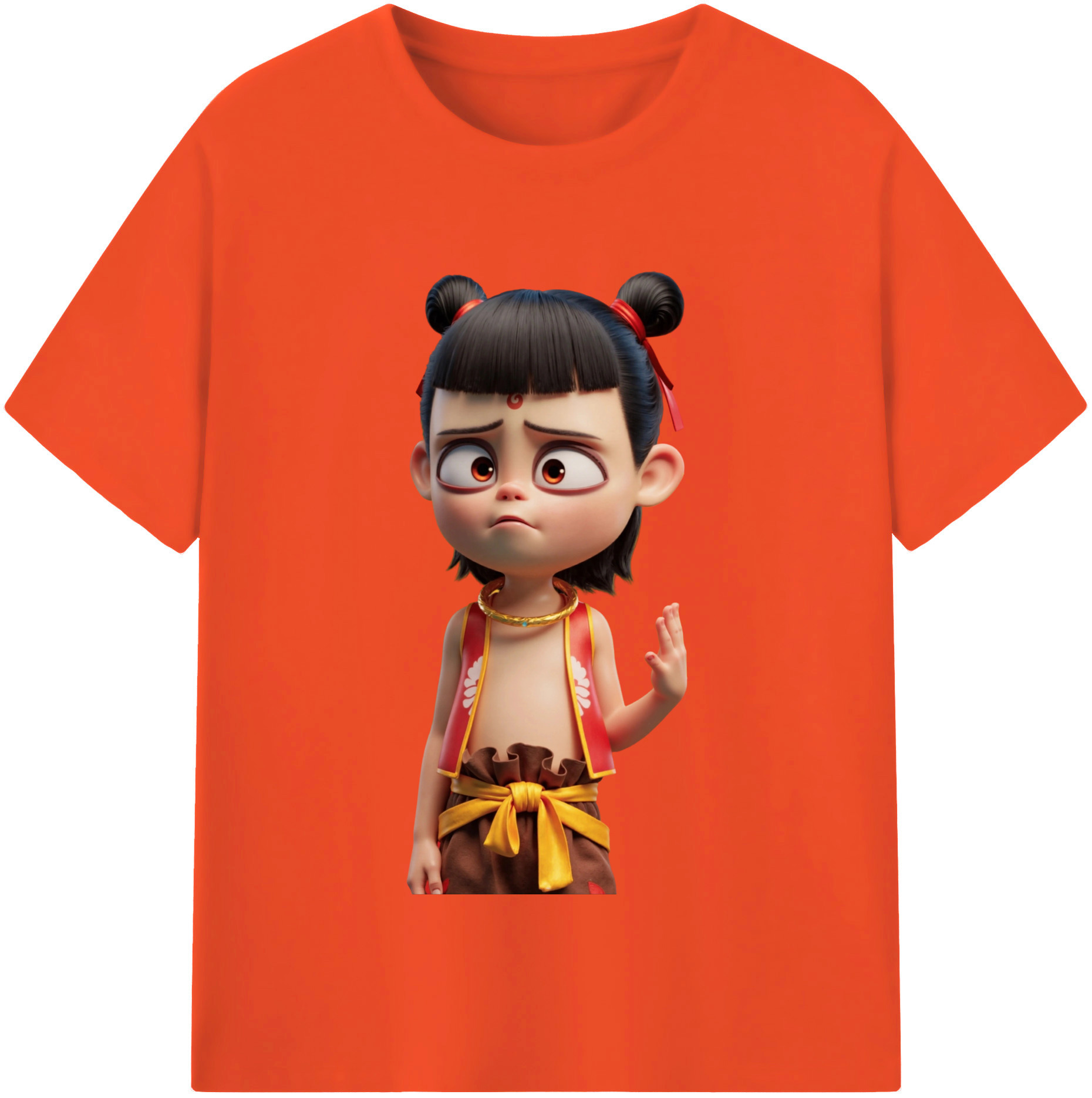（画像用） Ne Zha 2 ナタ 魔童の大暴れ 綿100％半袖Tシャツ（フロントプリント）