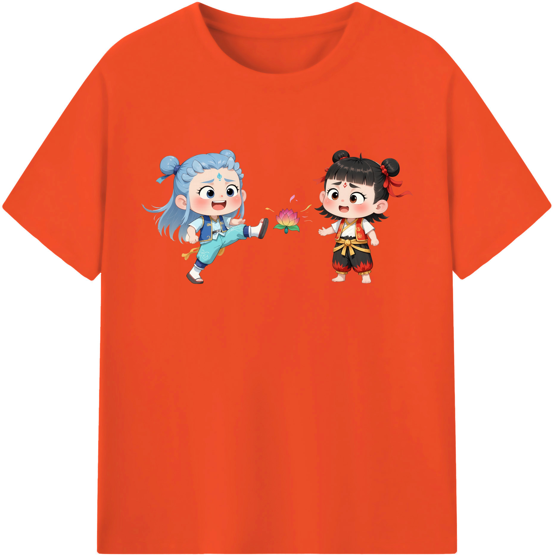 （画像用） Ne Zha 2 ナタ 魔童の大暴れ 綿100％半袖Tシャツ（フロントプリント）