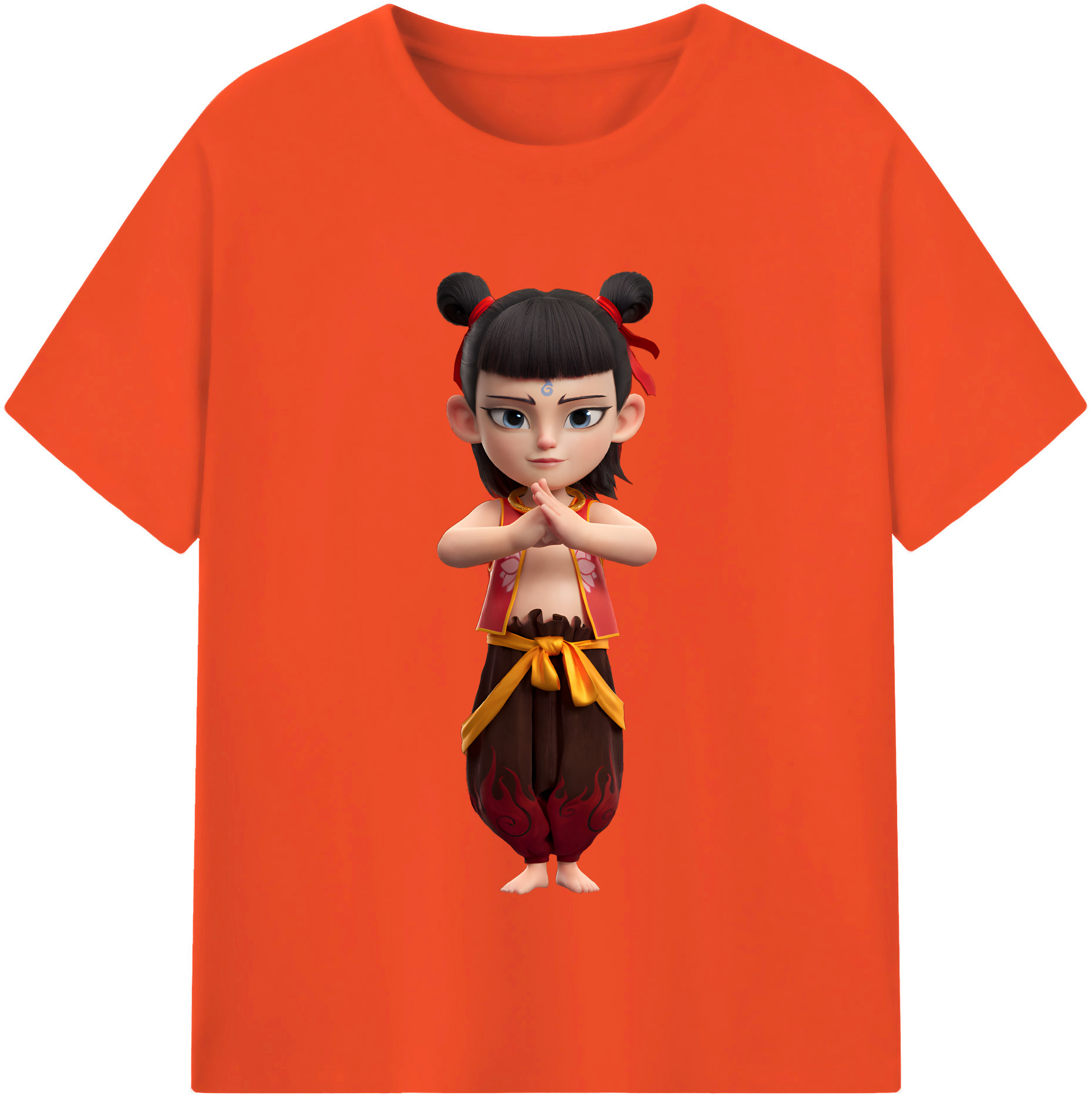 （画像用） Ne Zha 2 ナタ 魔童の大暴れ 綿100％半袖Tシャツ（フロントプリント）